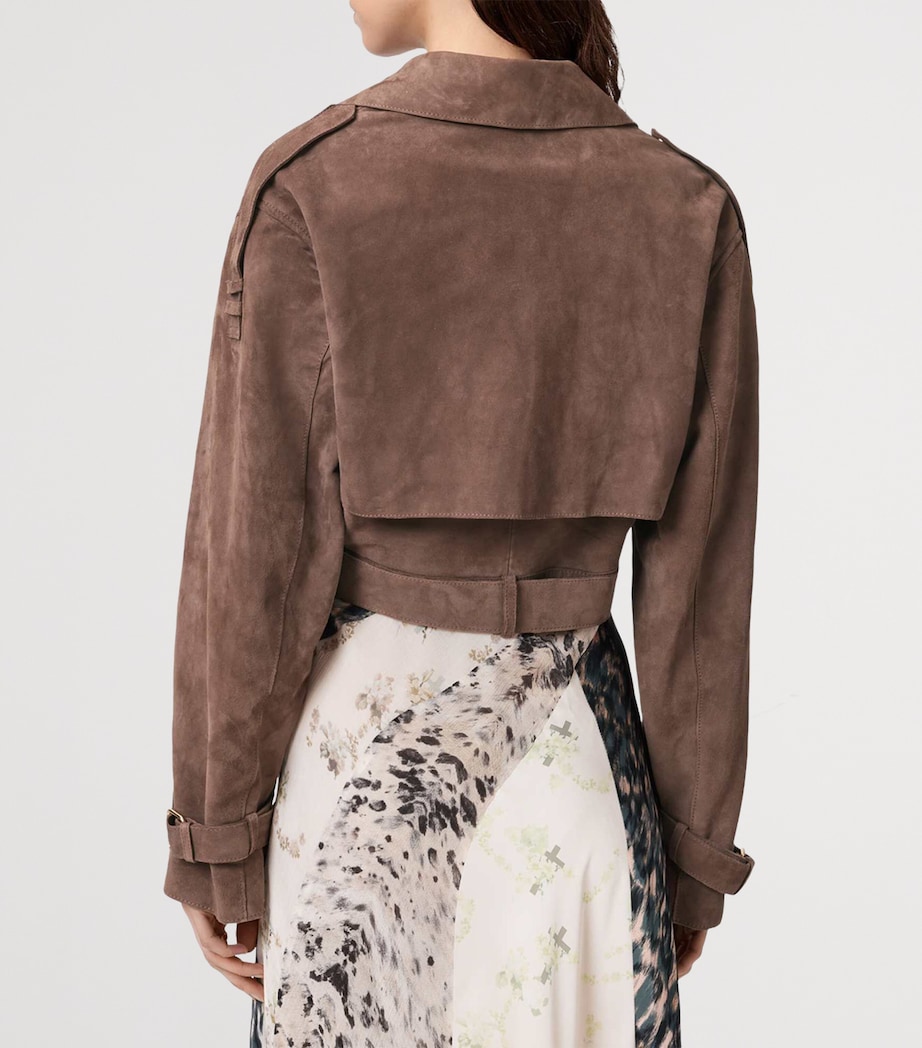 AllSaints Womens Goat Suede Ophelia Jacket Mole Brown Image 4