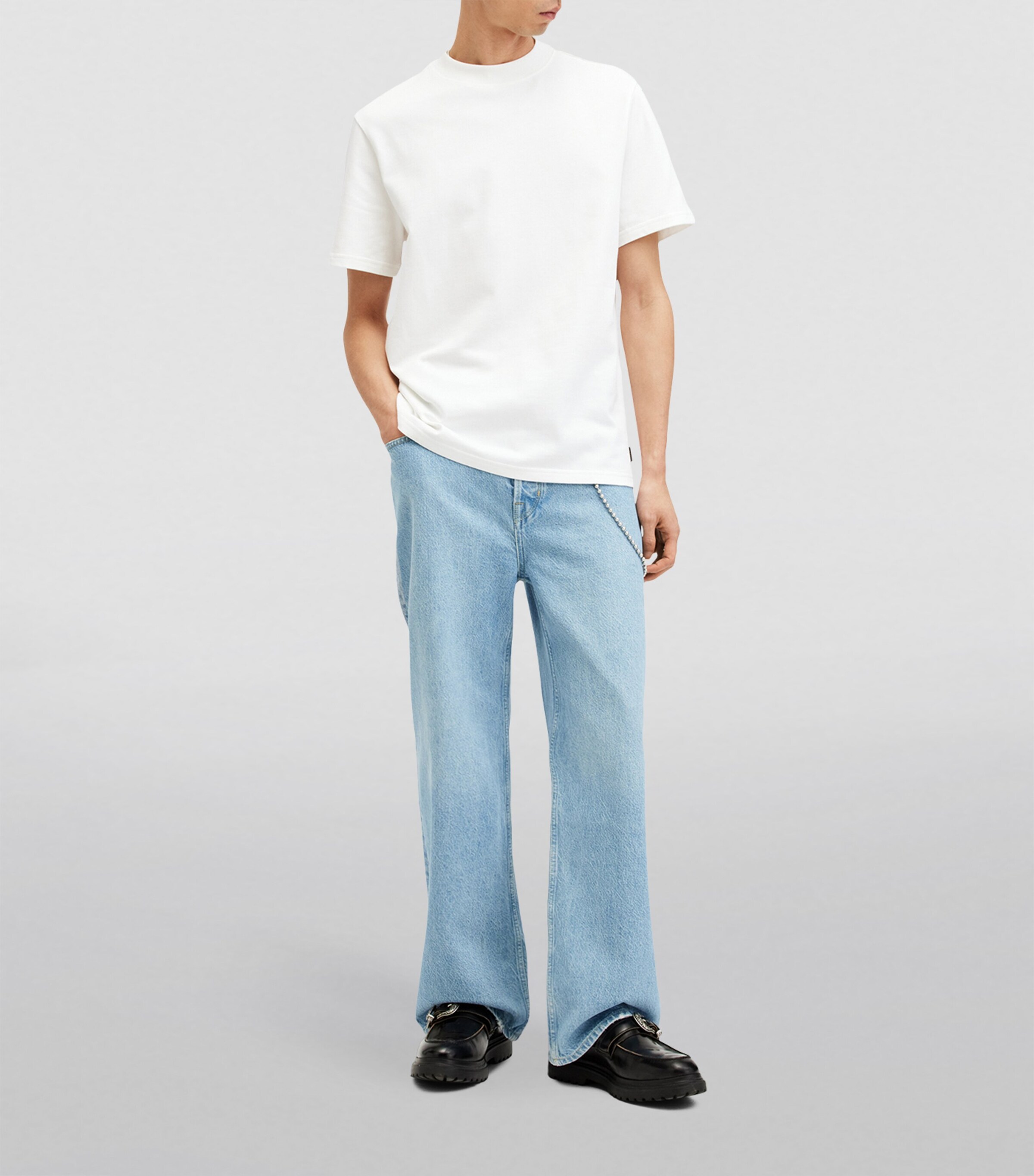 AllSaints Mens Organic Cotton Nero T-Shirt Chalk White Image 5