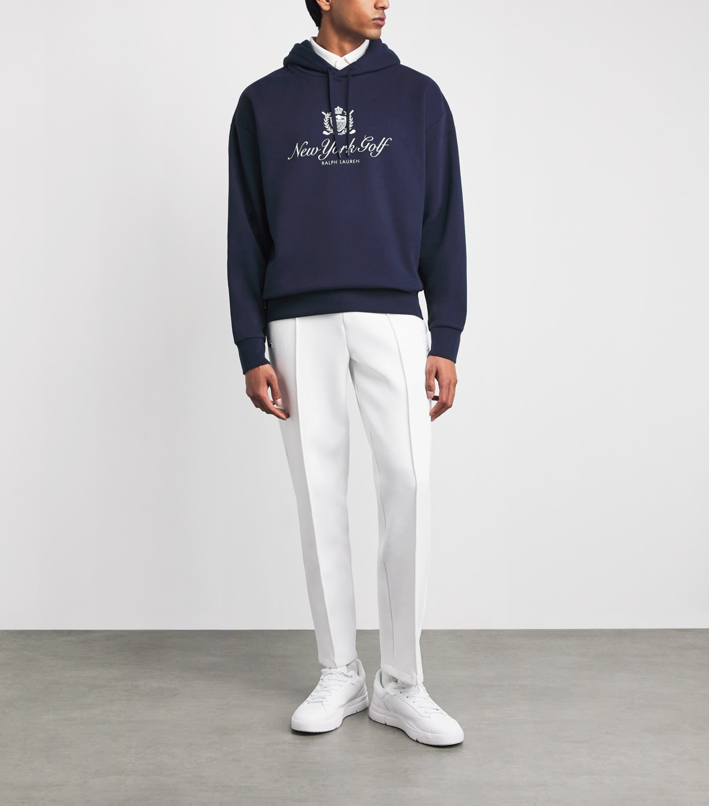 RLX Ralph Lauren Mens Cotton-Blend Hoodie Refined Navy Image 2