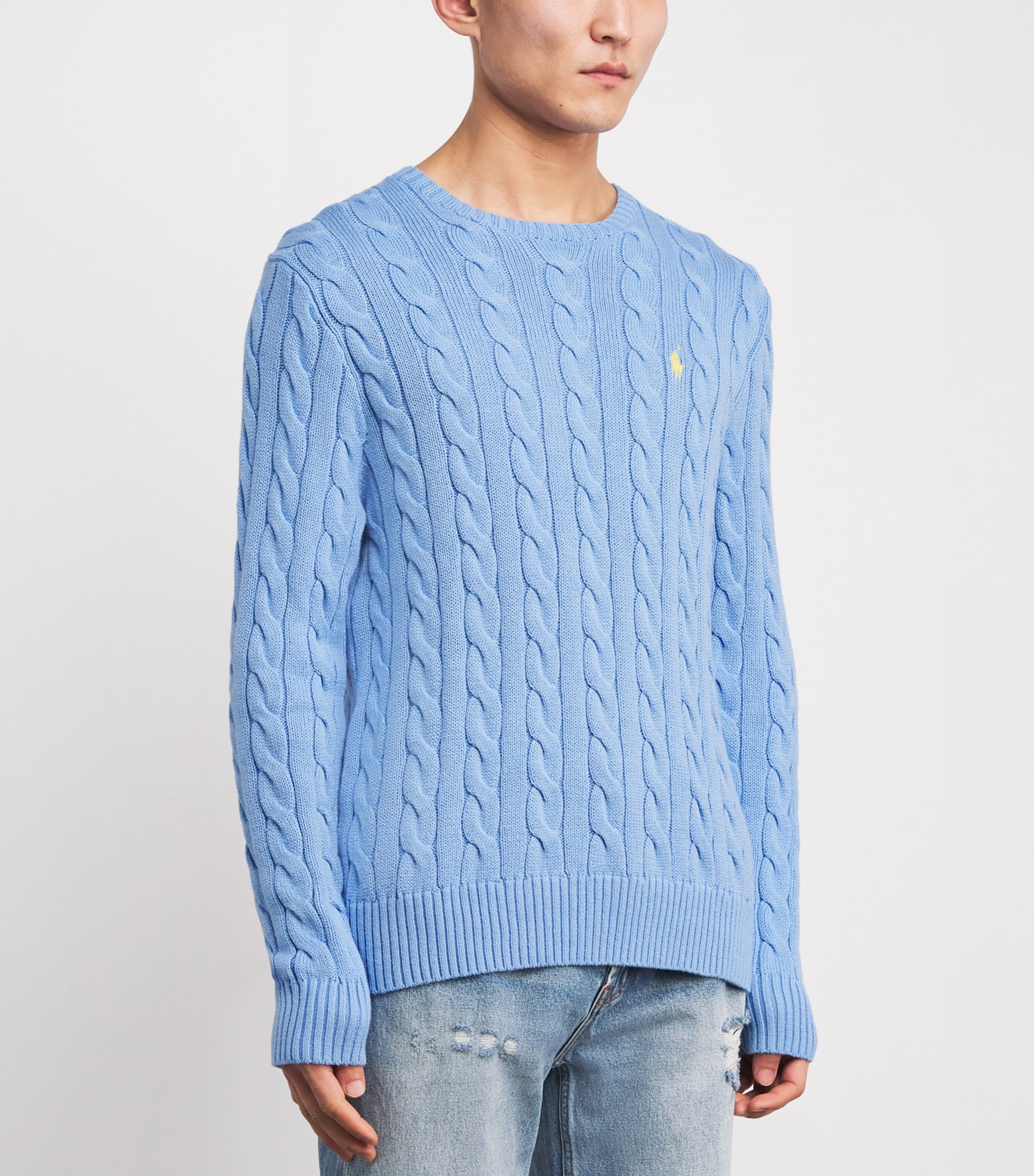 Cotton Cable-Knit Sweater AUSTIN BLUE Image 3