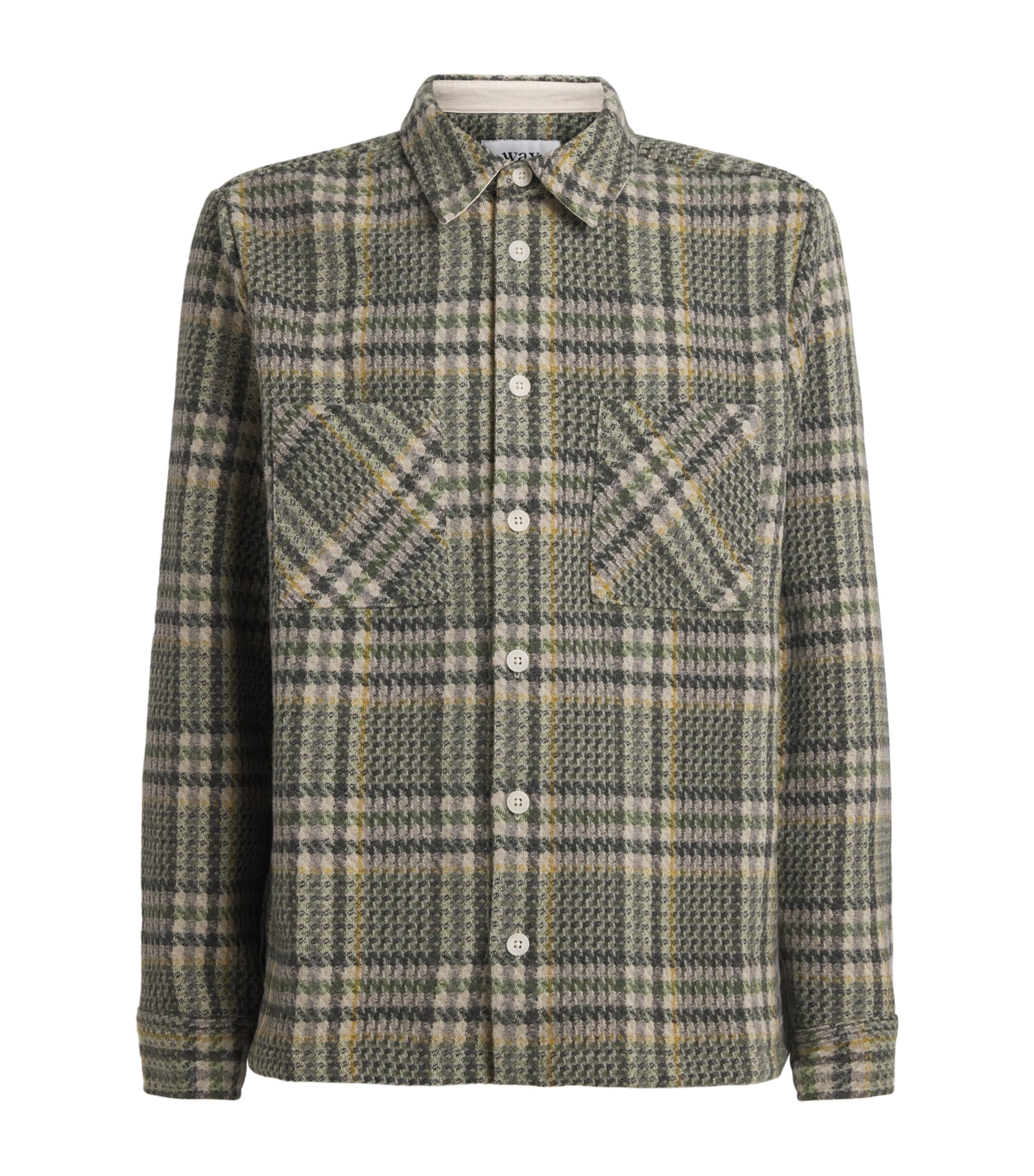 Wool-Blend Check Whiting Overshirt GREEN Image 1