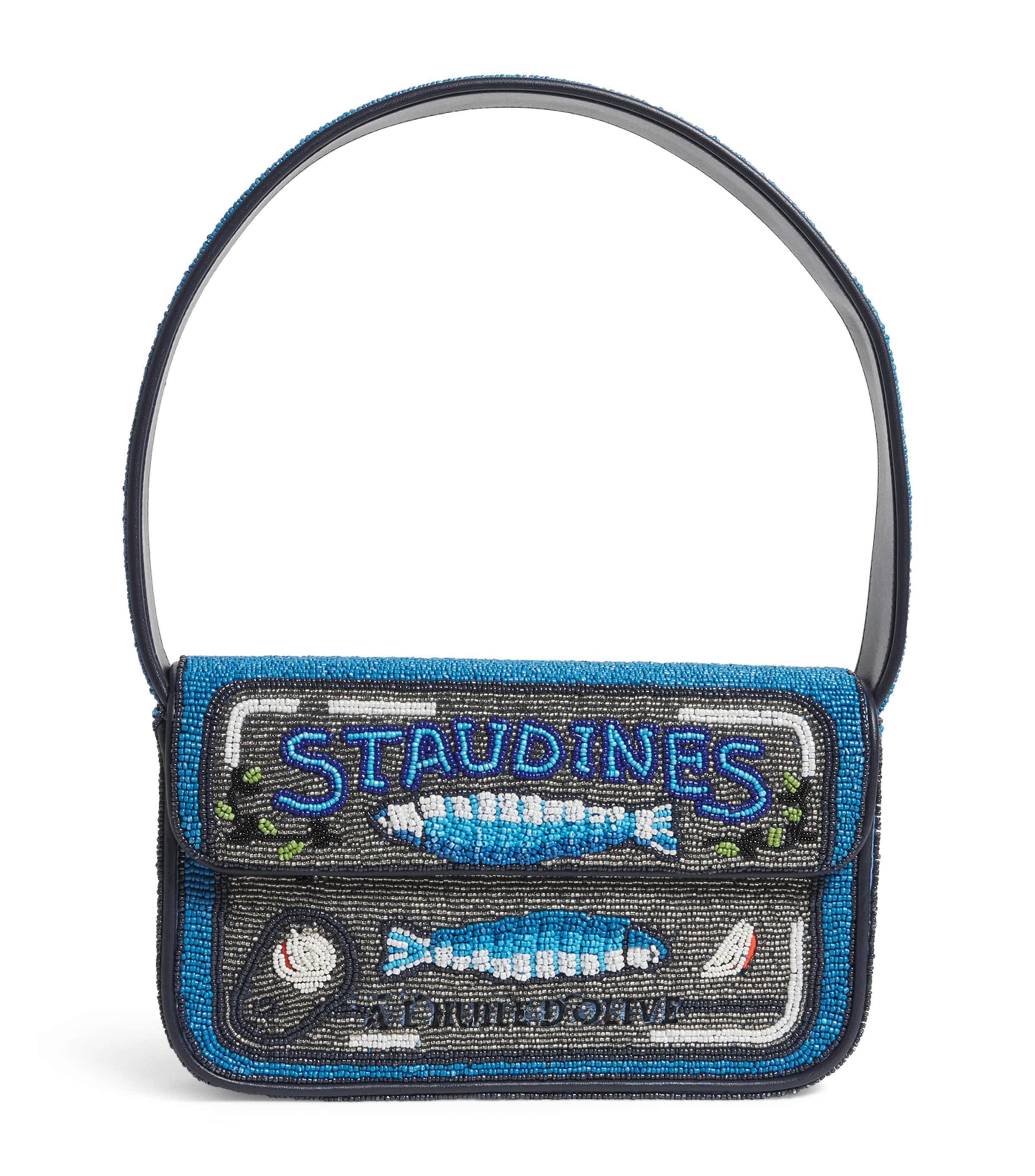 Staud Beaded Ines Tommy Shoulder Bag In Blue