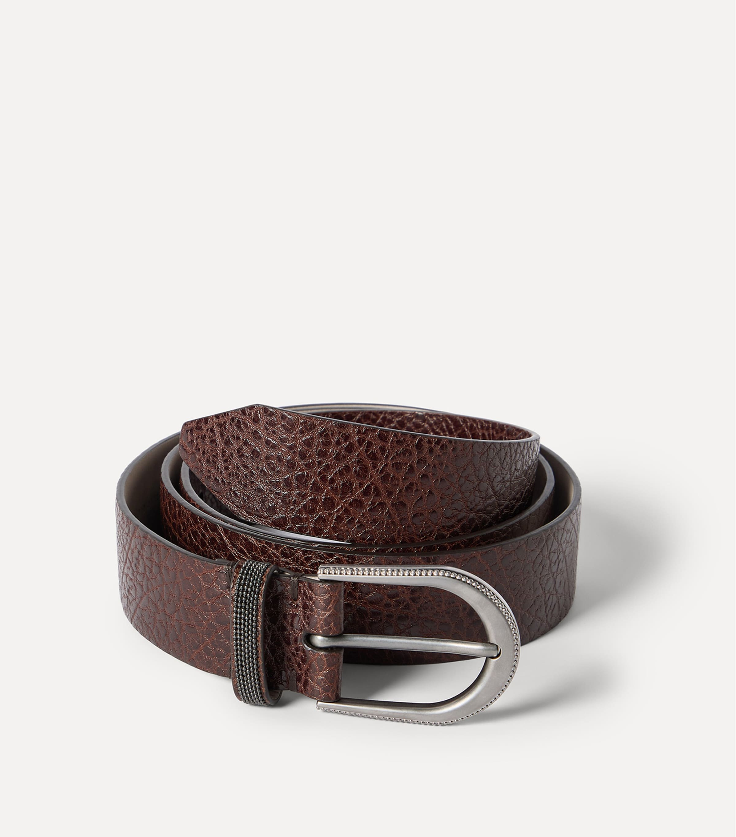 Brunello Cucinelli Brown Hammered Calfskin Belt | Harrods US Brunello Cucinelli Brown Hammered Calfskin Belt | Harrods US