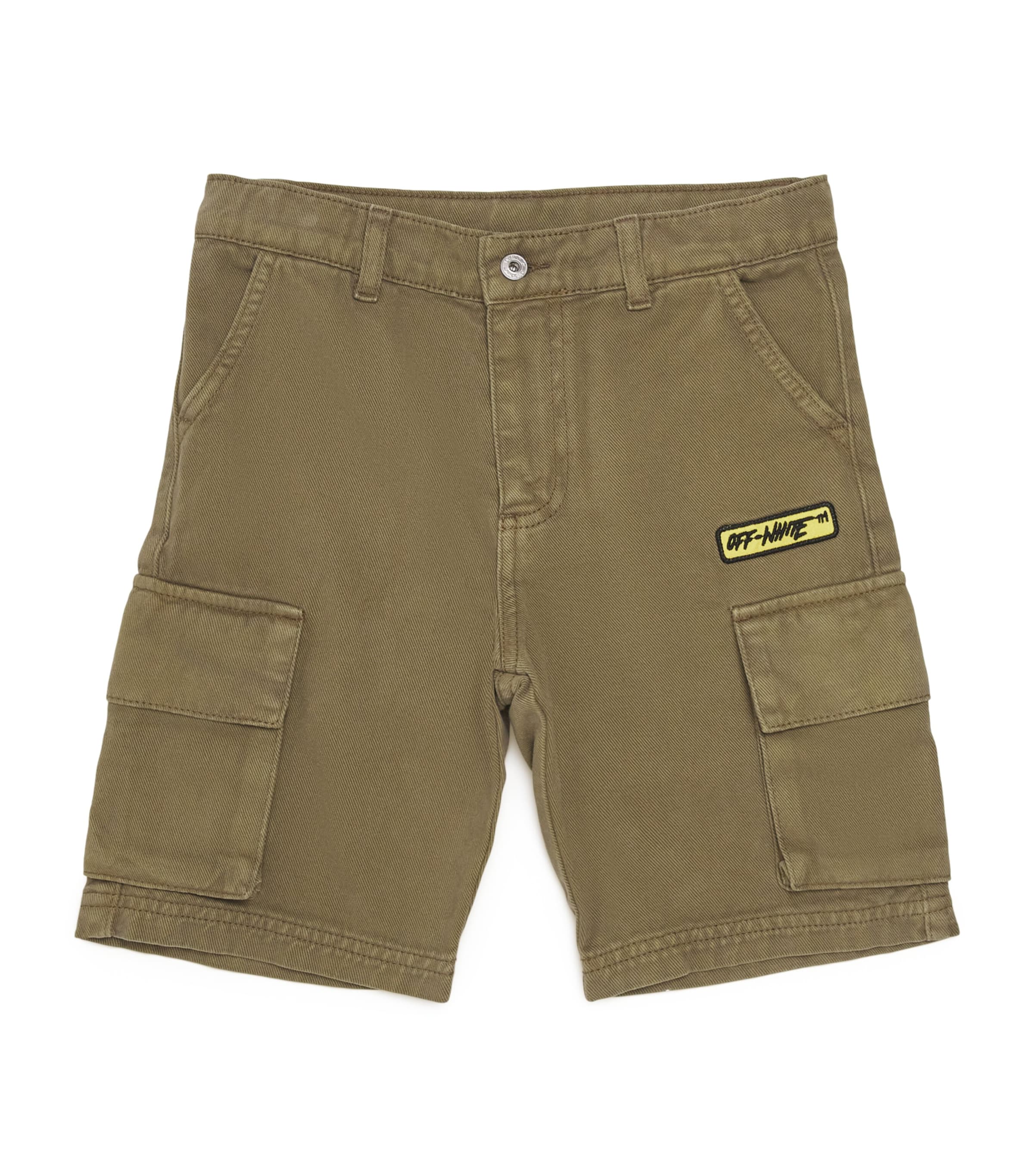 Off-White Kids Cotton Diagonal Cargo Shorts (4-12+ Years) Martini Olive Image 1