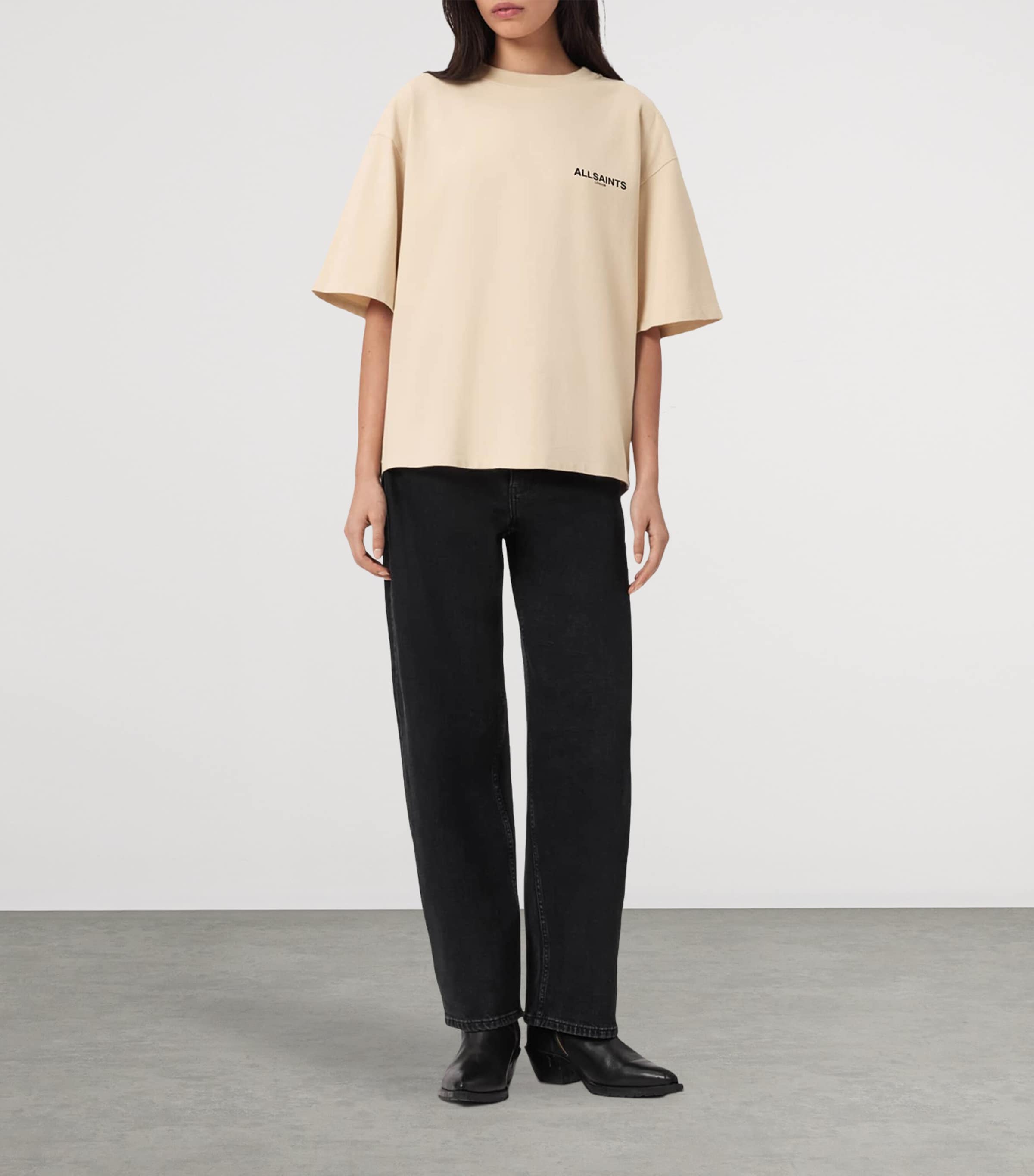 AllSaints Womens Organic Cotton Halis Amelie T-Shirt Sandy White Image 2