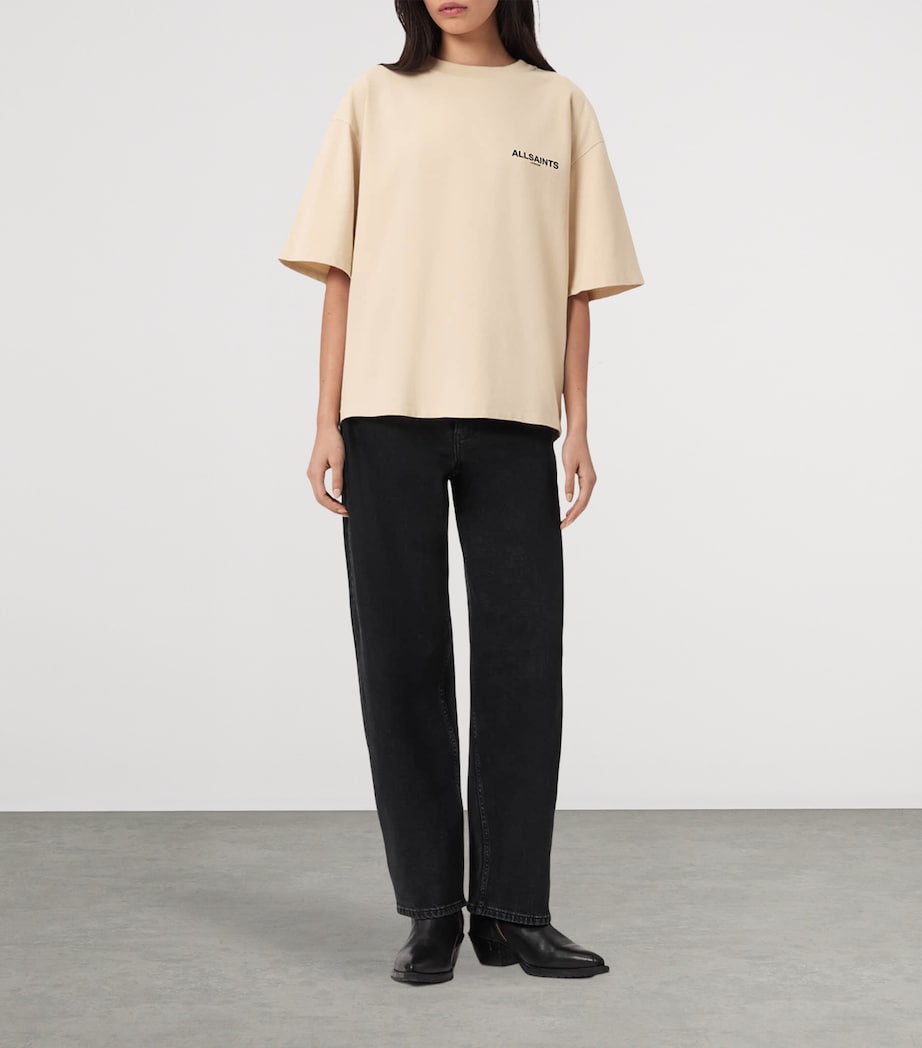 AllSaints Womens Organic Cotton Halis Amelie T-Shirt Sandy White Image 2