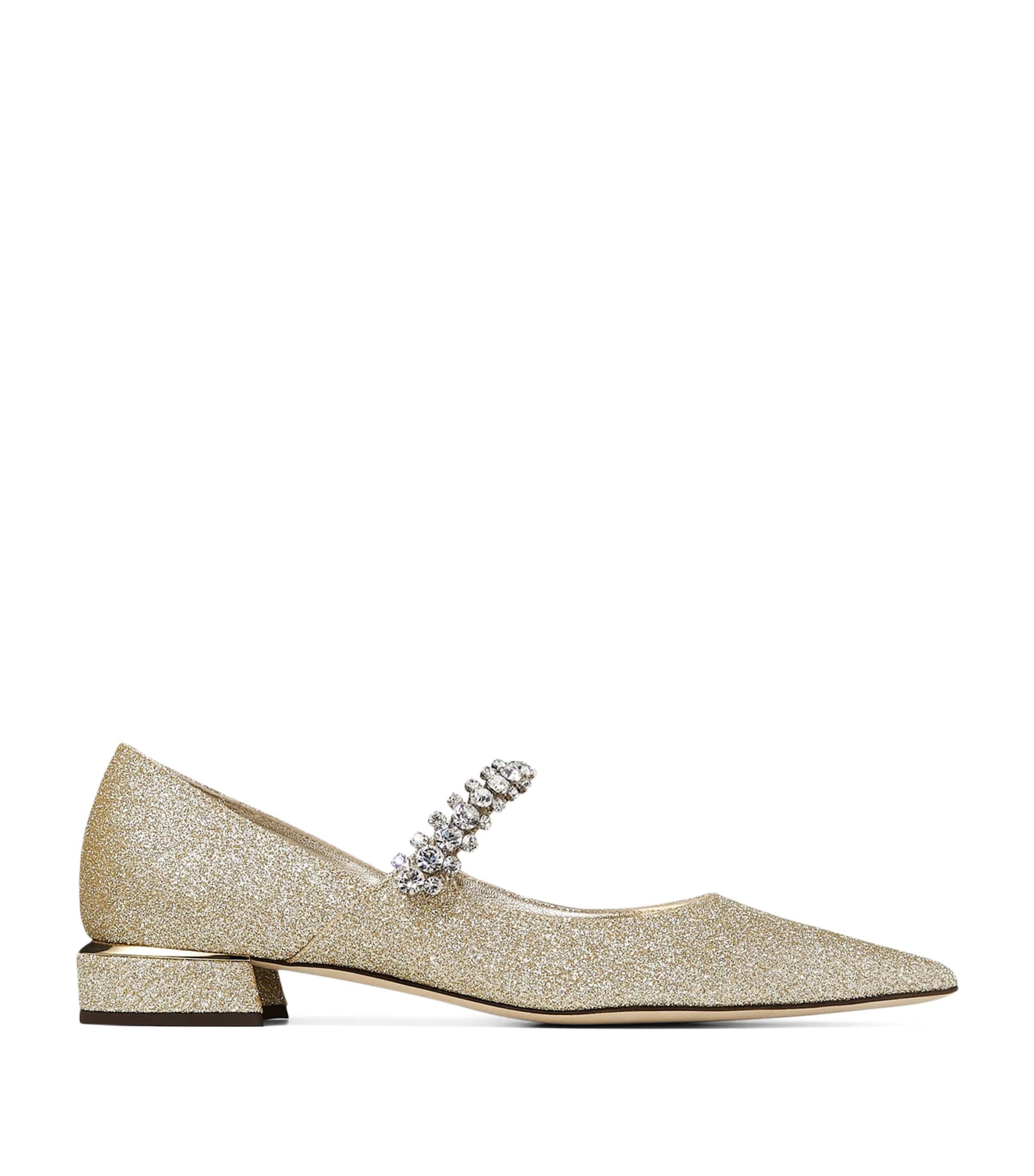 Jimmy Choo Bing 25 Glitter Ballet Flats In Gold