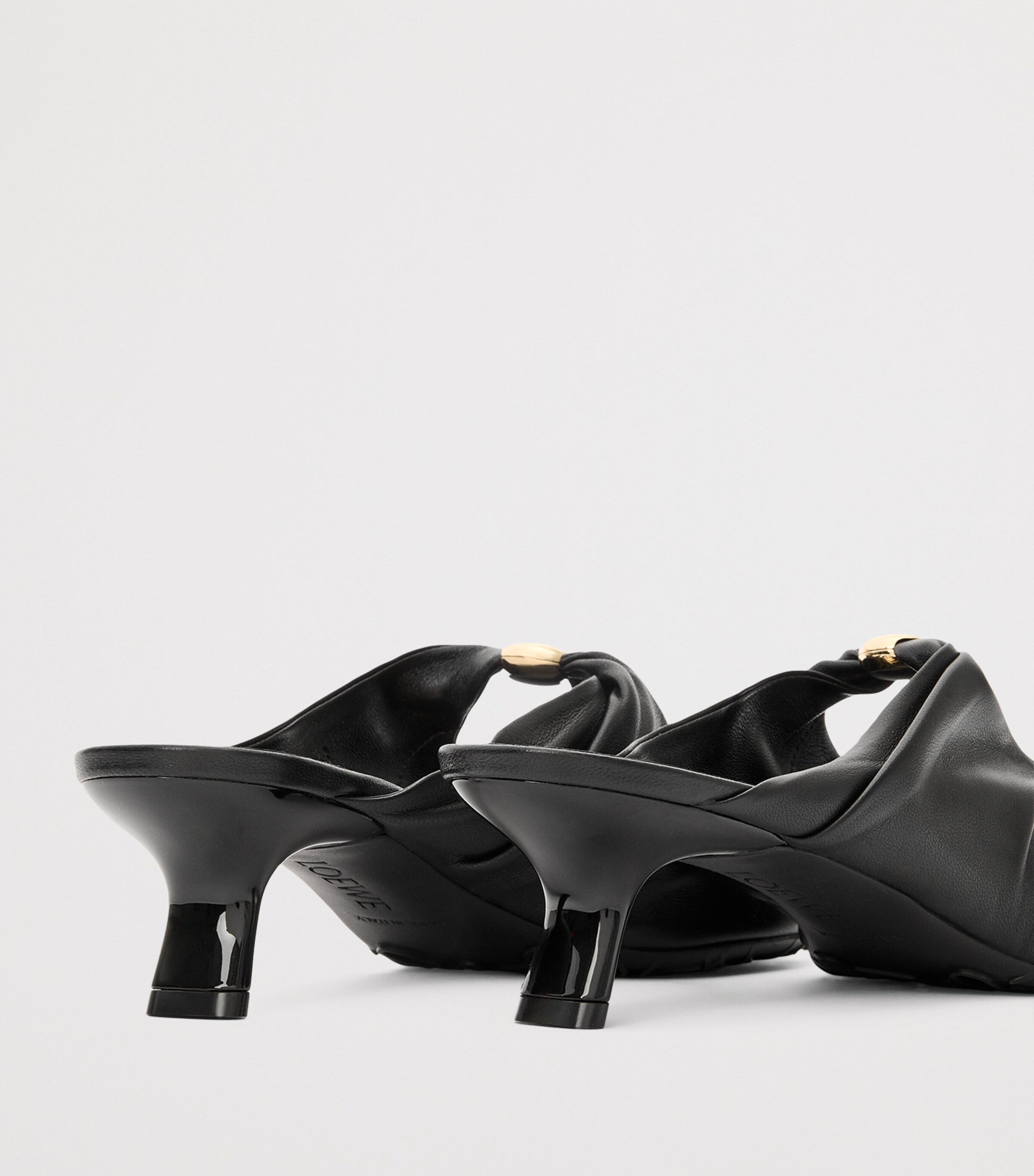 Lambskin Pebble Soft Heeled Mules 45 BLACK Image 2