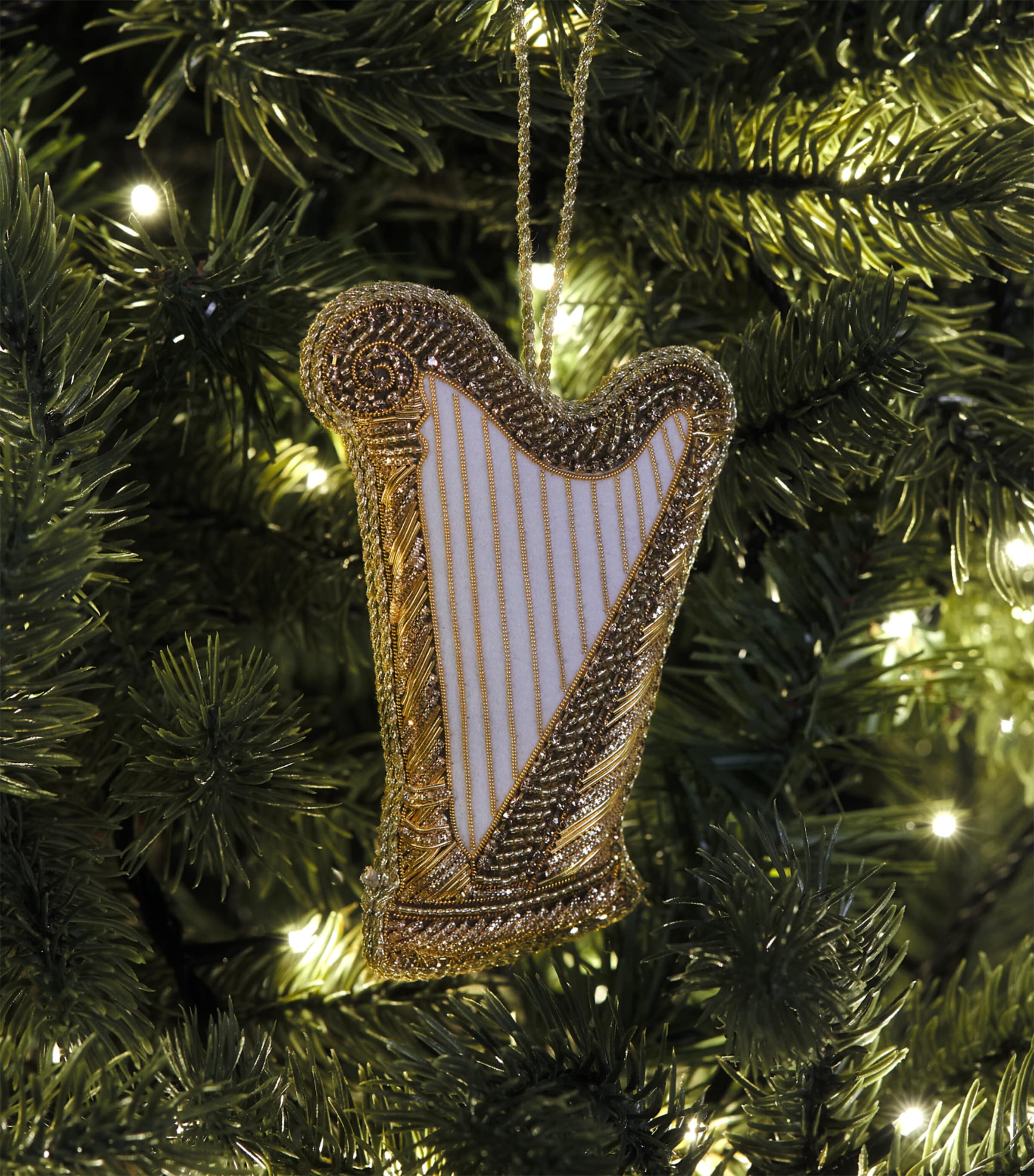 Tinker Tailor Beaded Harp Tree Decoration Gold Image 3