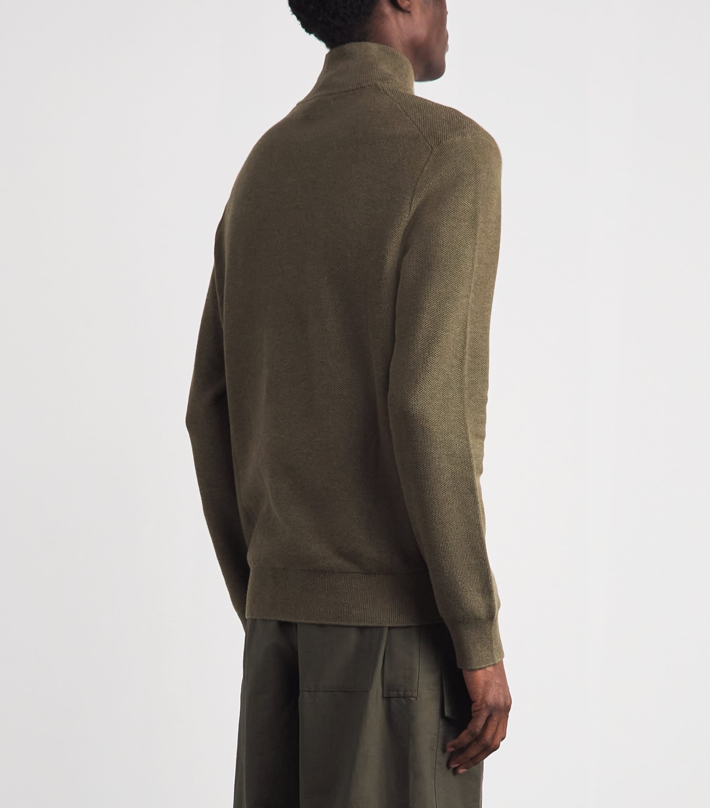Polo Ralph Lauren Mens Cotton Quarter-Zip Sweater Cargo Olive Heather Image 5