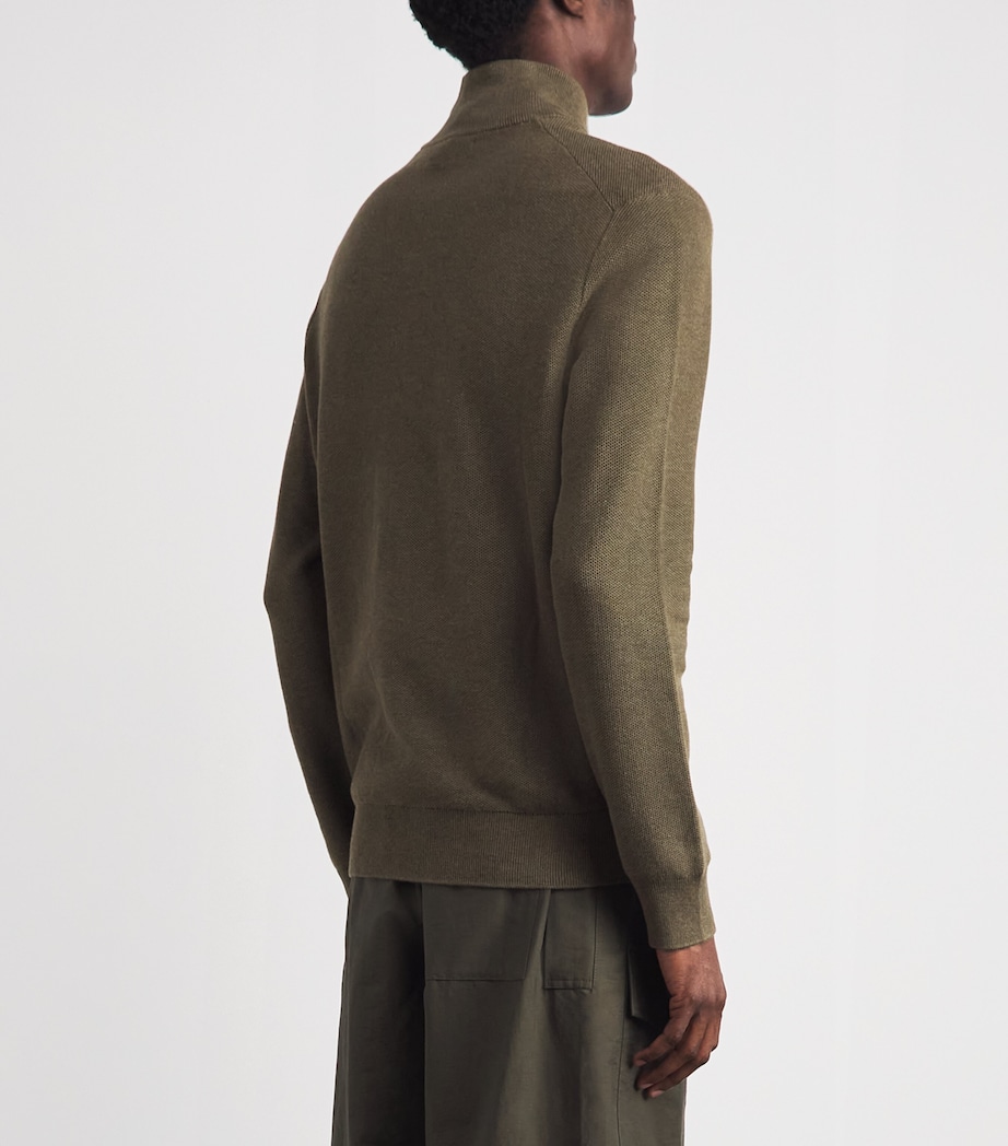 Polo Ralph Lauren Mens Cotton Quarter-Zip Sweater Cargo Olive Heather Image 5