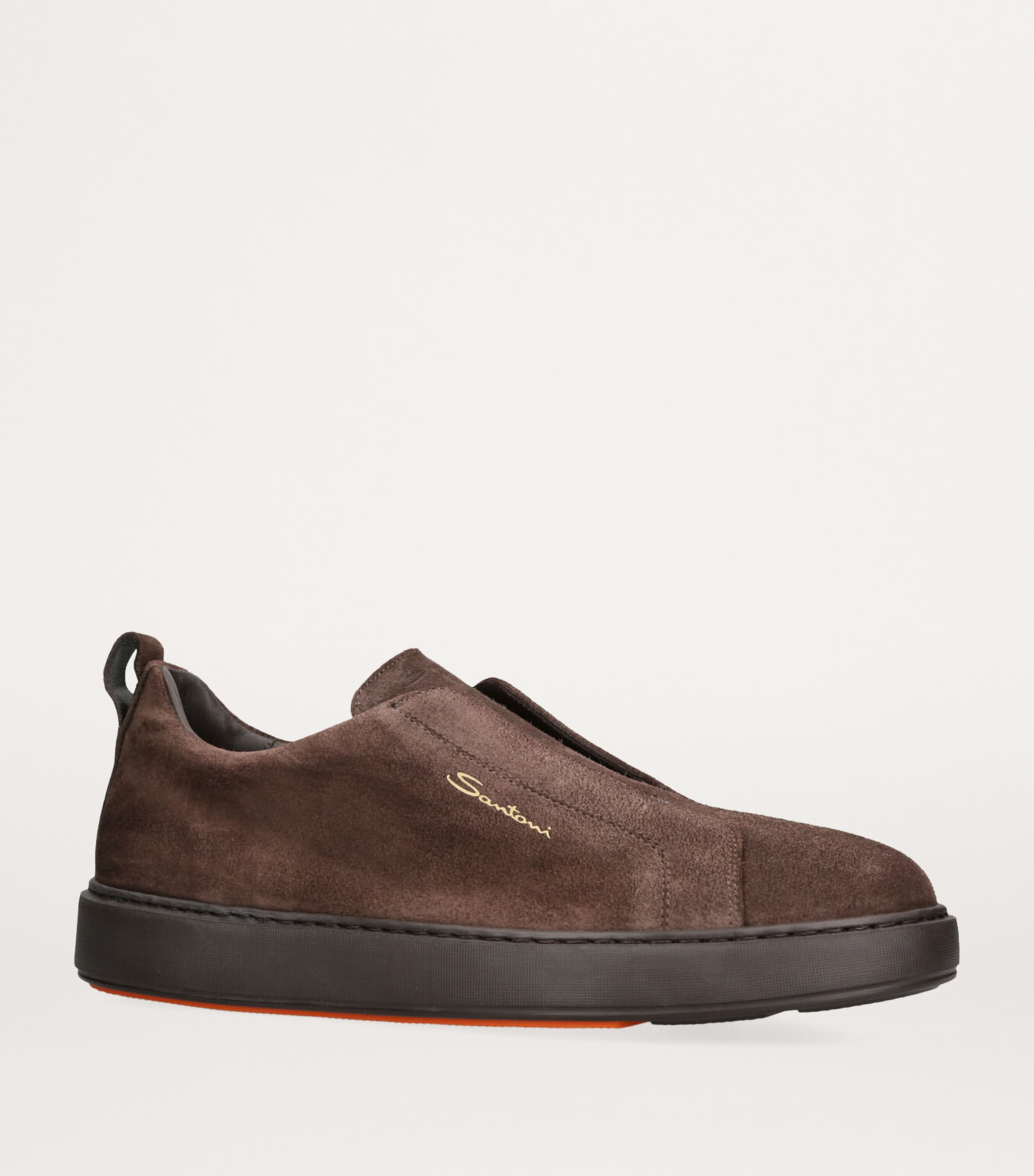 Santoni Suede Victory Slip-On Sneakers Brown Image 3