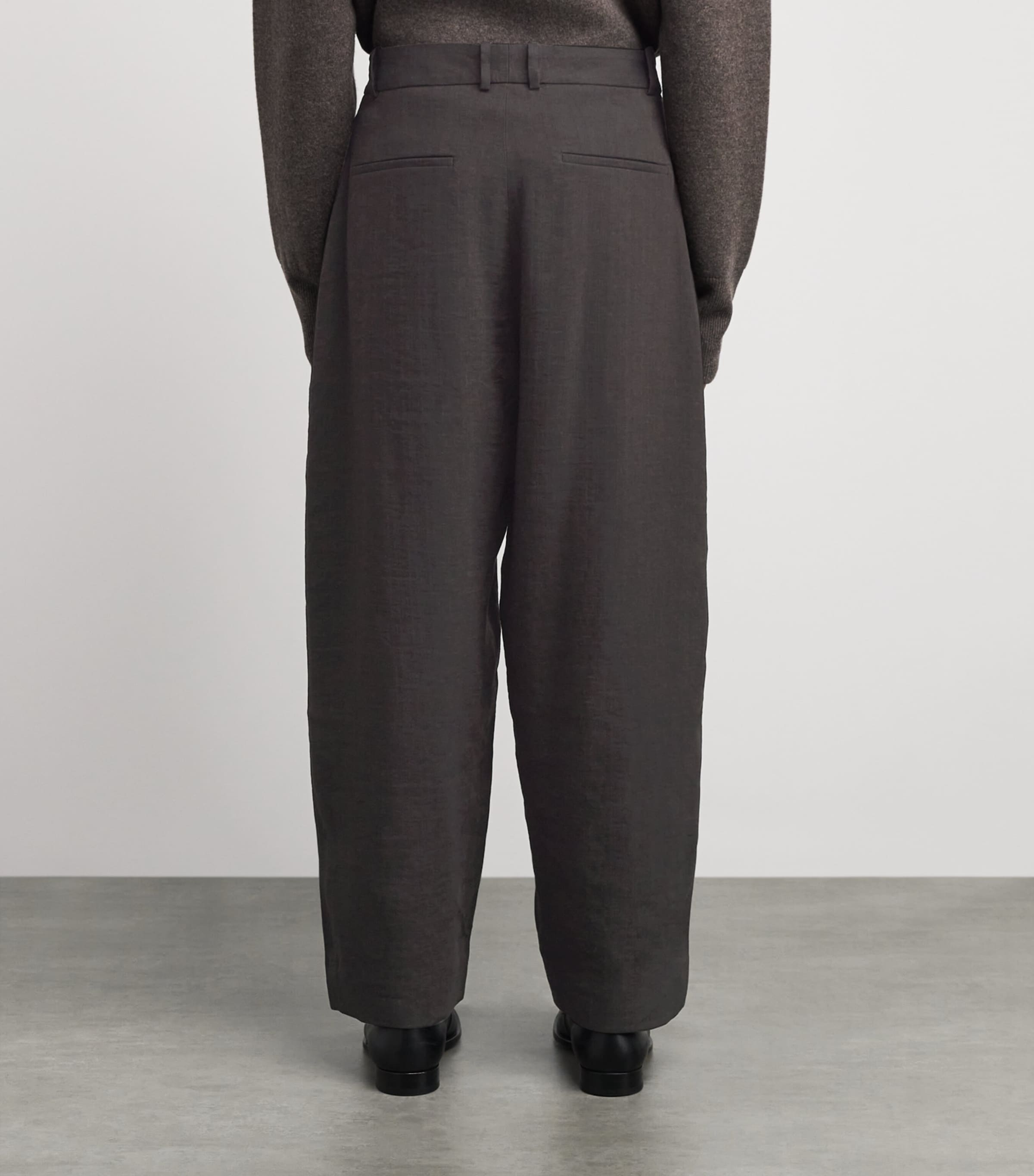 Herringbone Pleated Wide-Leg Trousers ESPRESSO Image 4