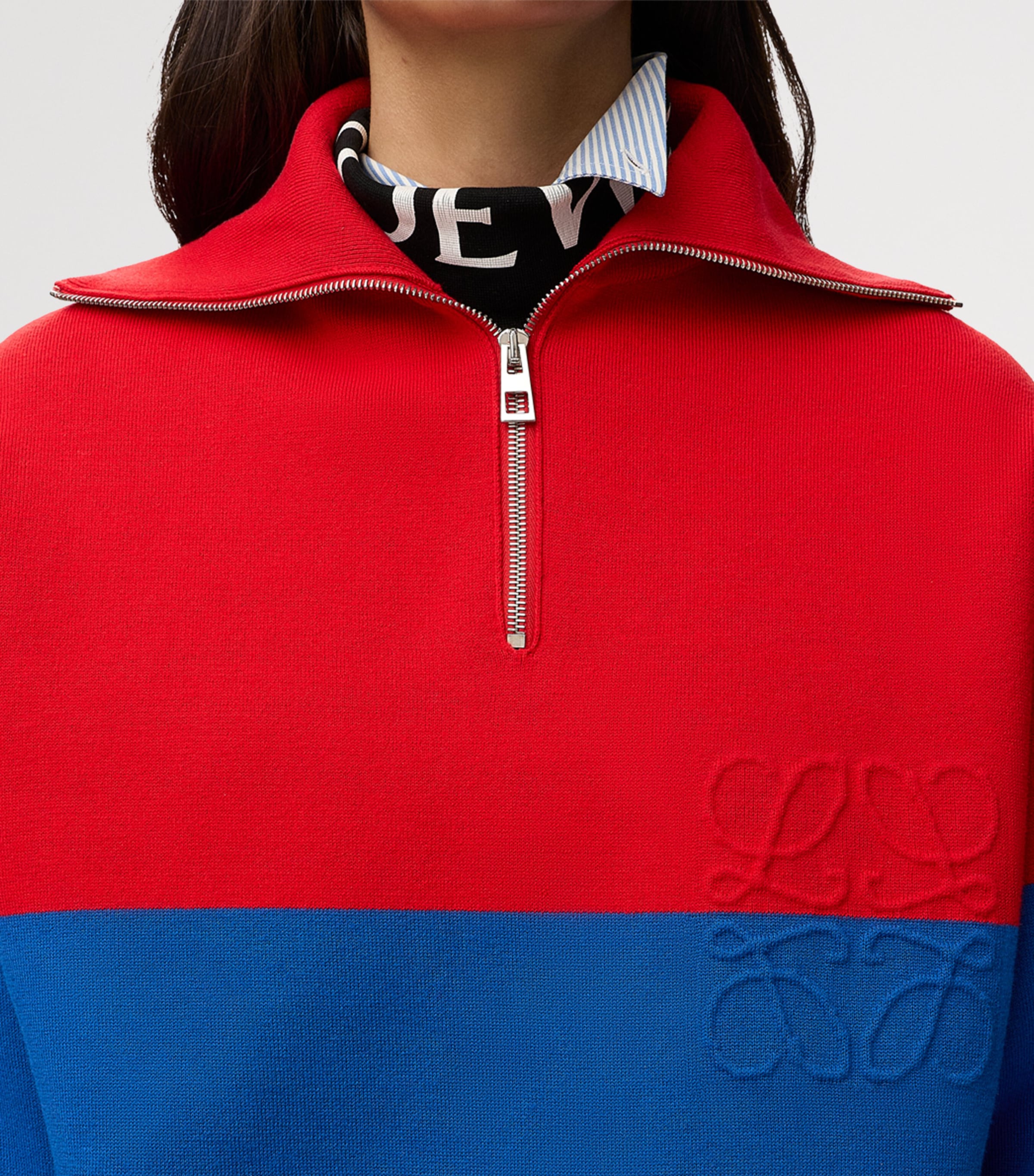 LOEWE Red Cotton-Blend Quarter-Zip Sweatshirt | Harrods QA