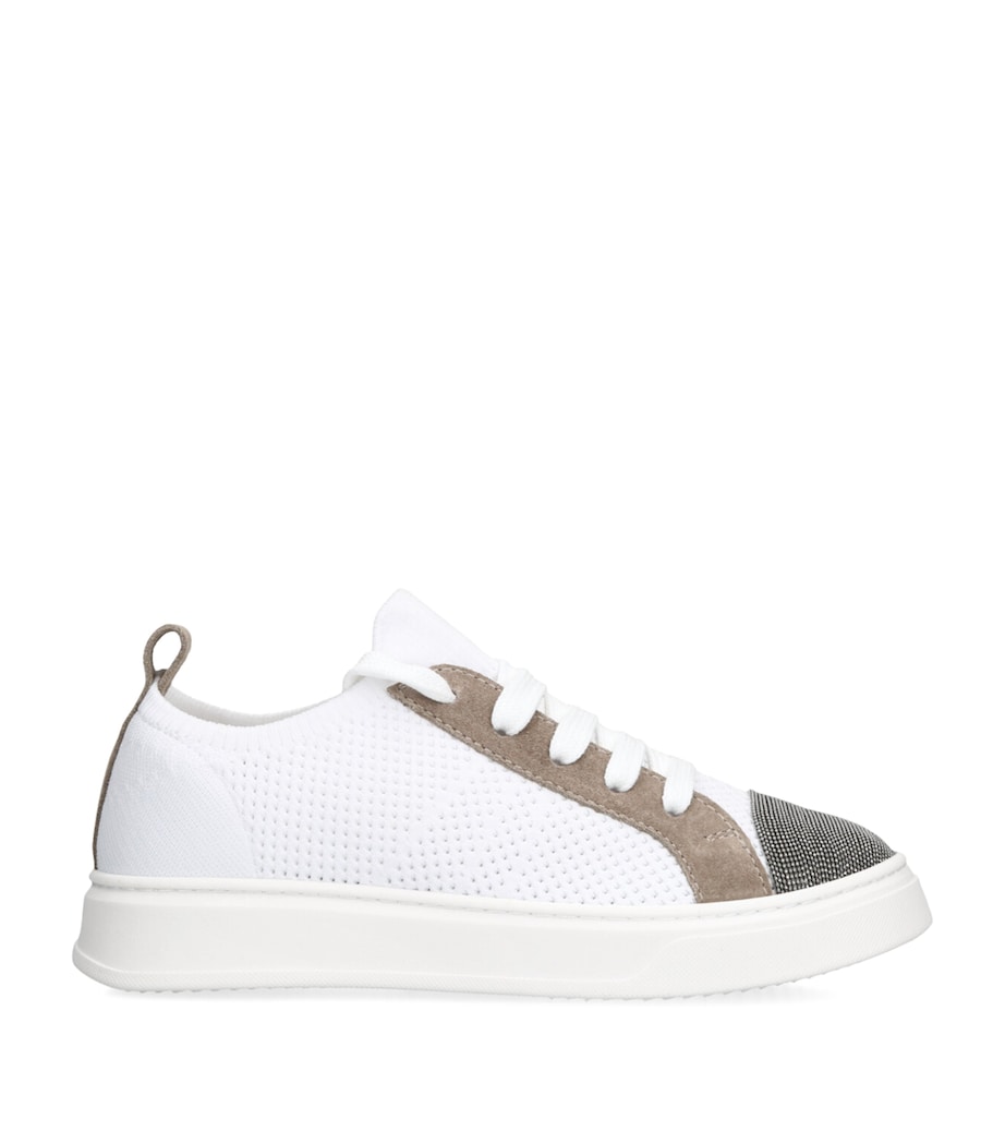 Brunello Cucinelli Kids Lace-Up Monili-Detail Sneakers White/oth Image 1