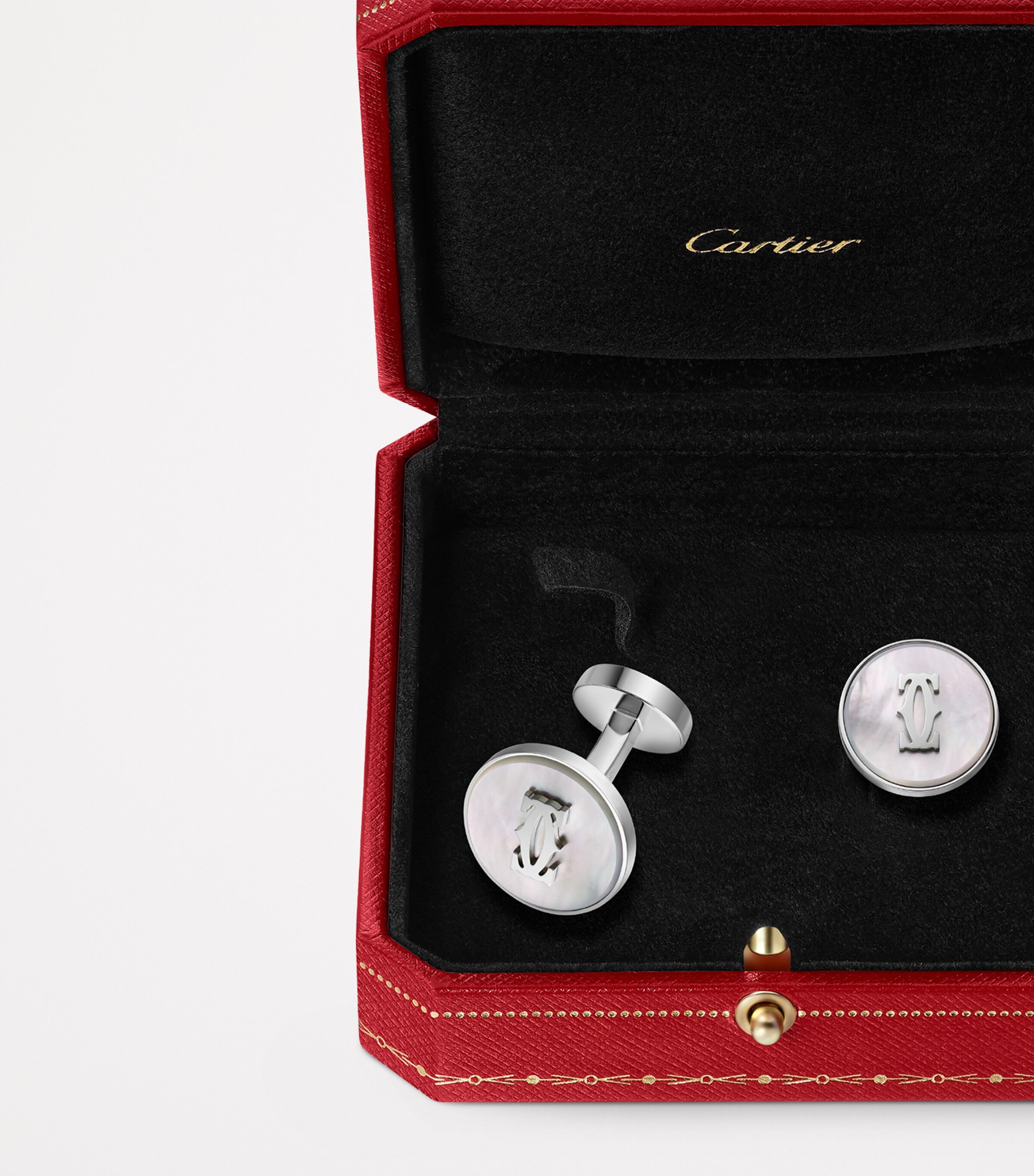 Sterling Silver Double C de Cartier Cufflinks SILVER AND WHITE Image 4