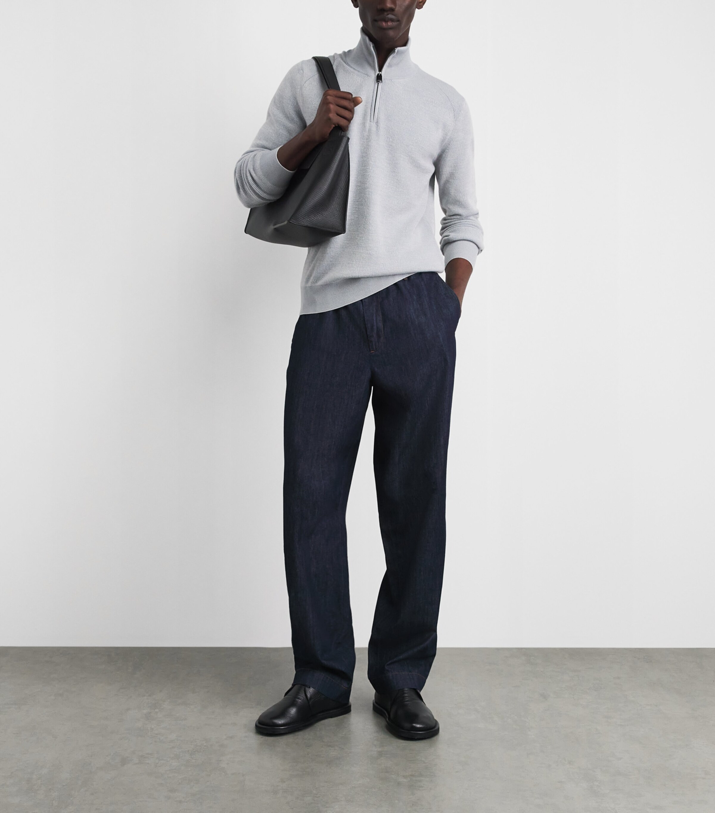 Brioni Mens Cashmere-Wool Half-Zip Sweater Image 2