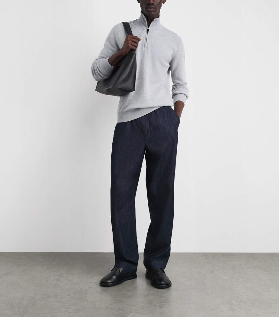 Brioni Mens Cashmere-Wool Half-Zip Sweater Image 2