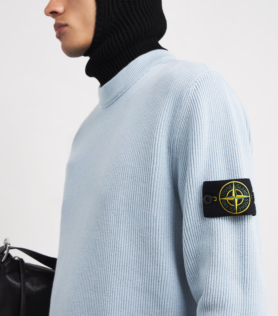 Cotton Rib-Knit Compass Sweater V0041 Image 6