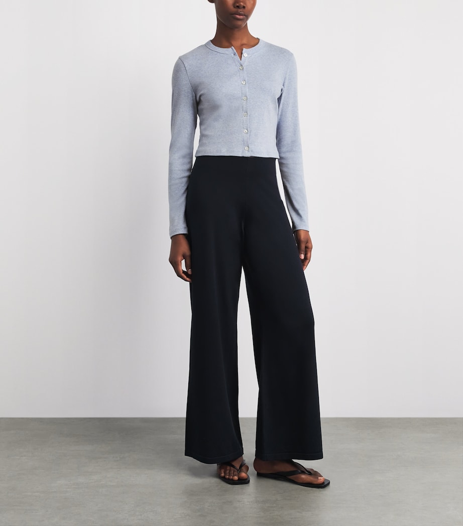 LESET Womens Cotton Nando Cropped Cardigan Ciel Melange Image 2