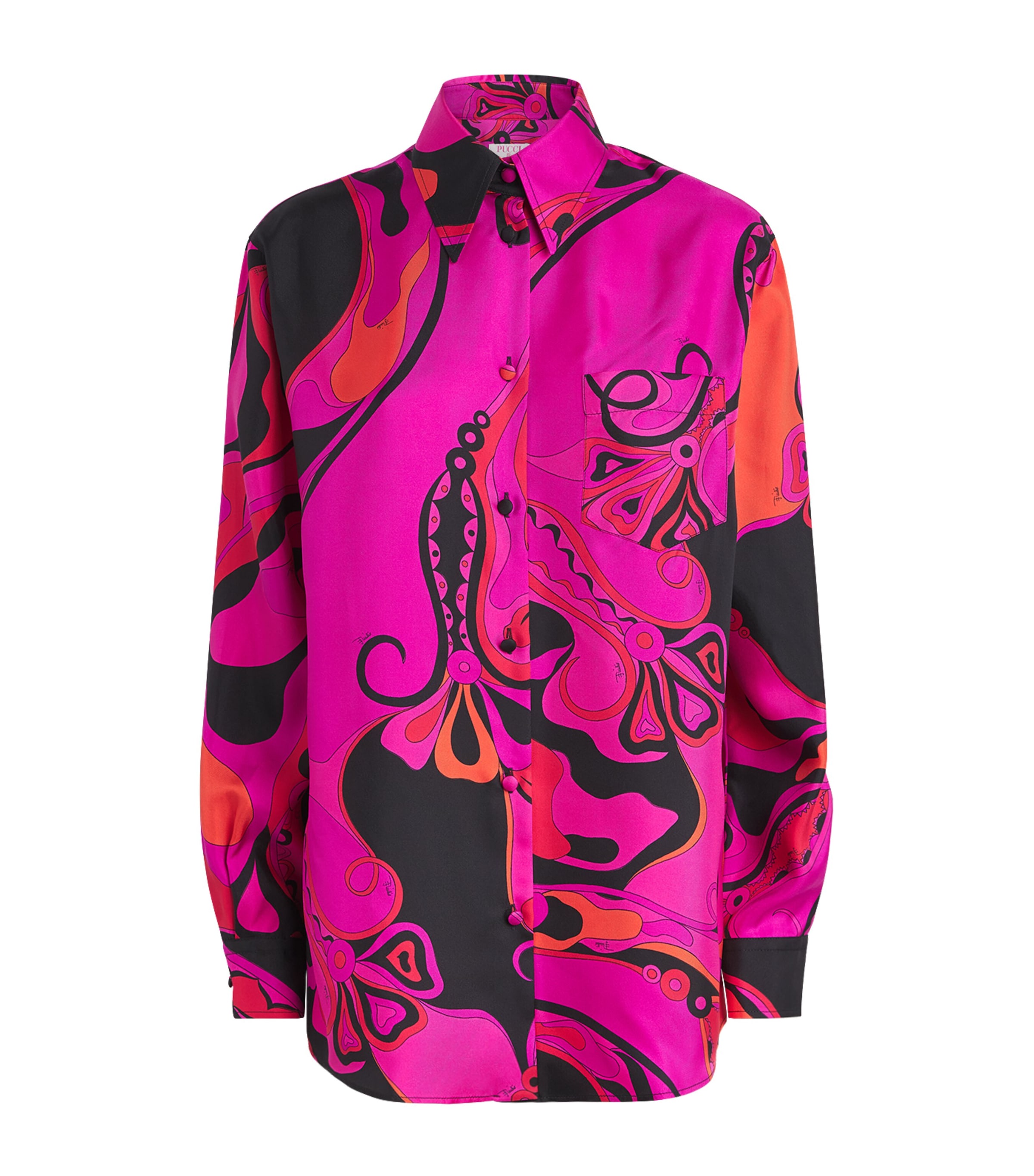 PUCCI Womens Silk Oversized Orchidee Shirt Fuchsia Image 1