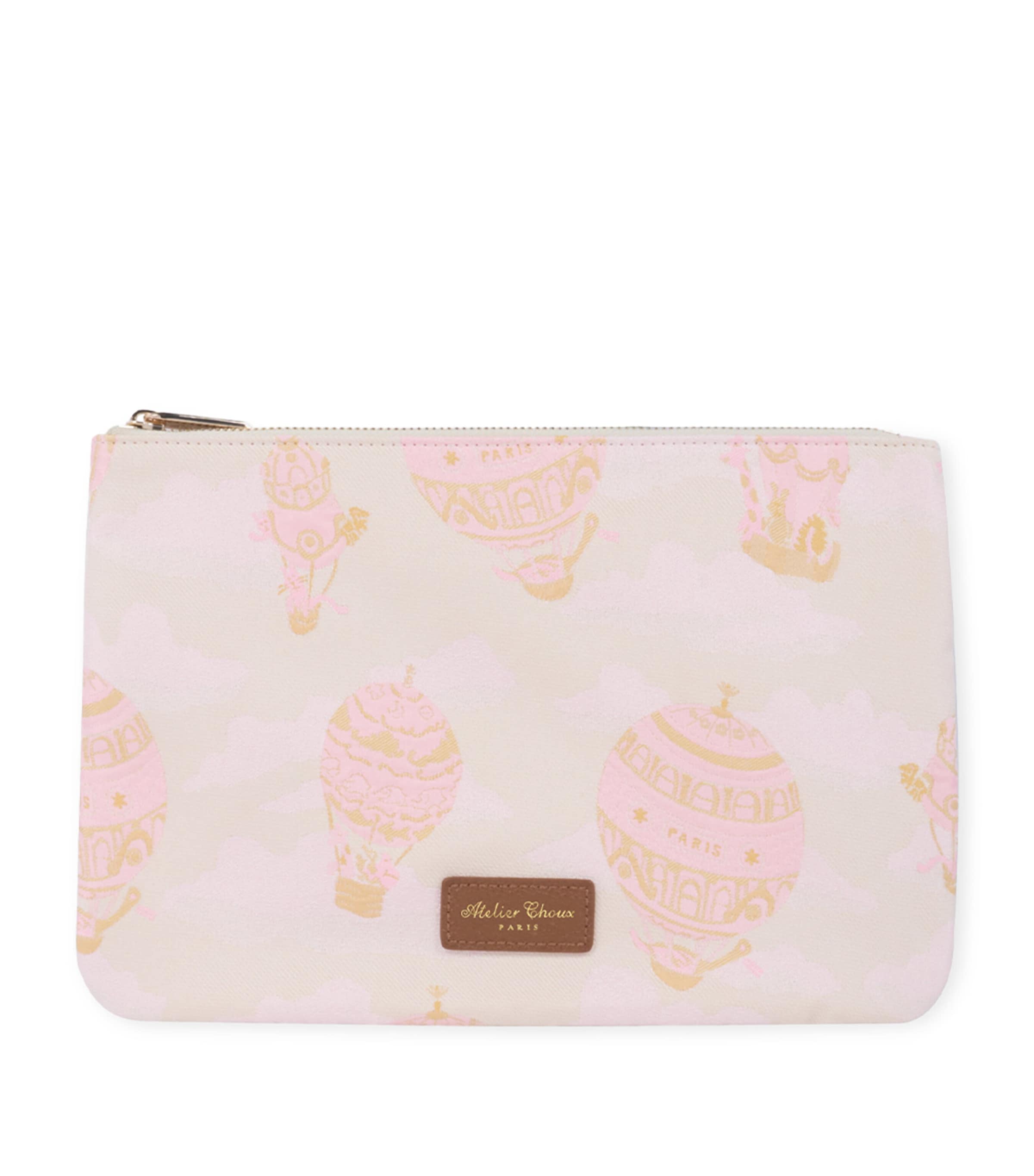 Atelier Choux Jacquard Baby Pouch Pink Hot Air Balloon Image 1