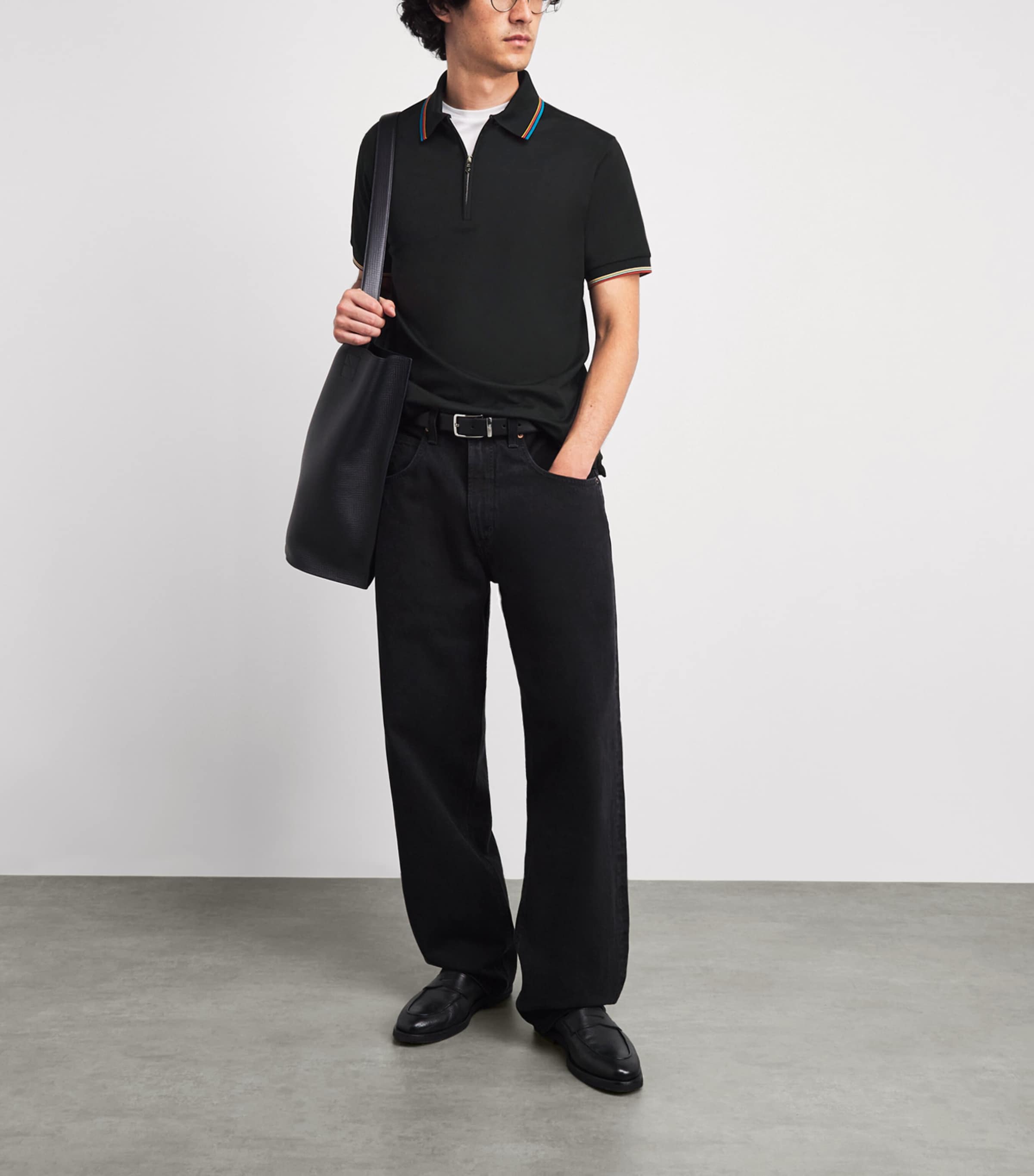 Paul Smith Mens Signature Stripe Zip-Up Polo Shirt Image 2
