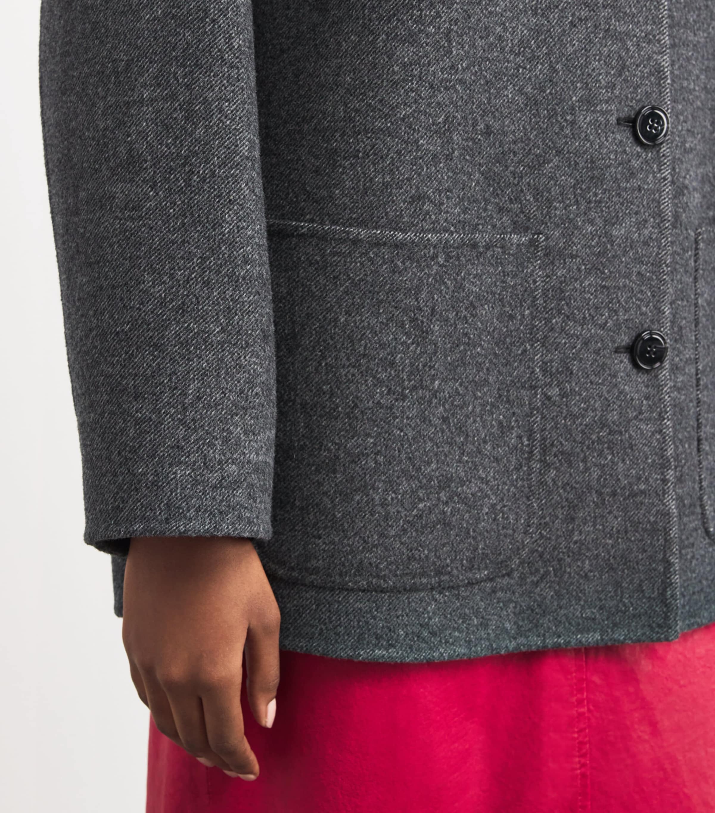 Virgin Wool Short Coat BLACK Image 6