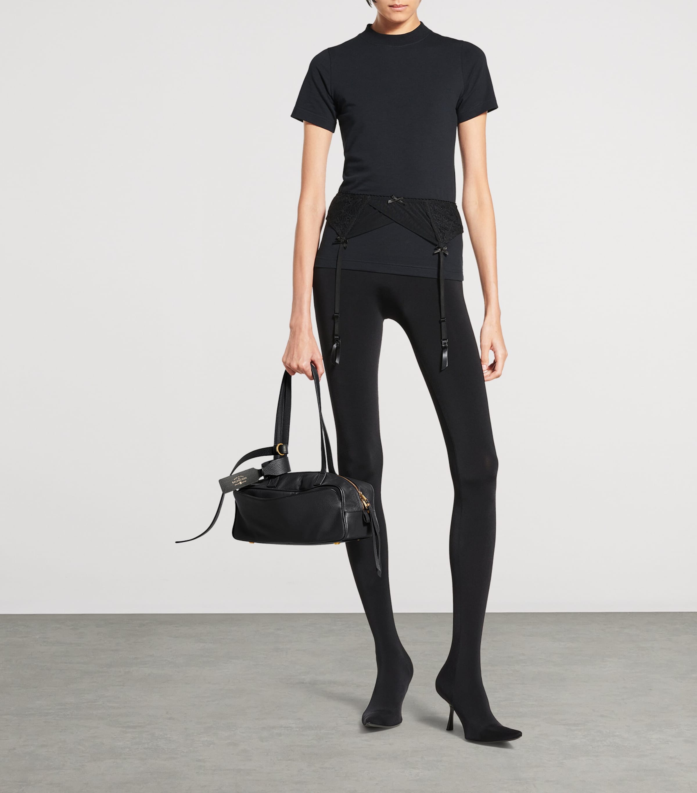 Small Leather Carrie Bowling Top-Handle Bag 1000 Image 6