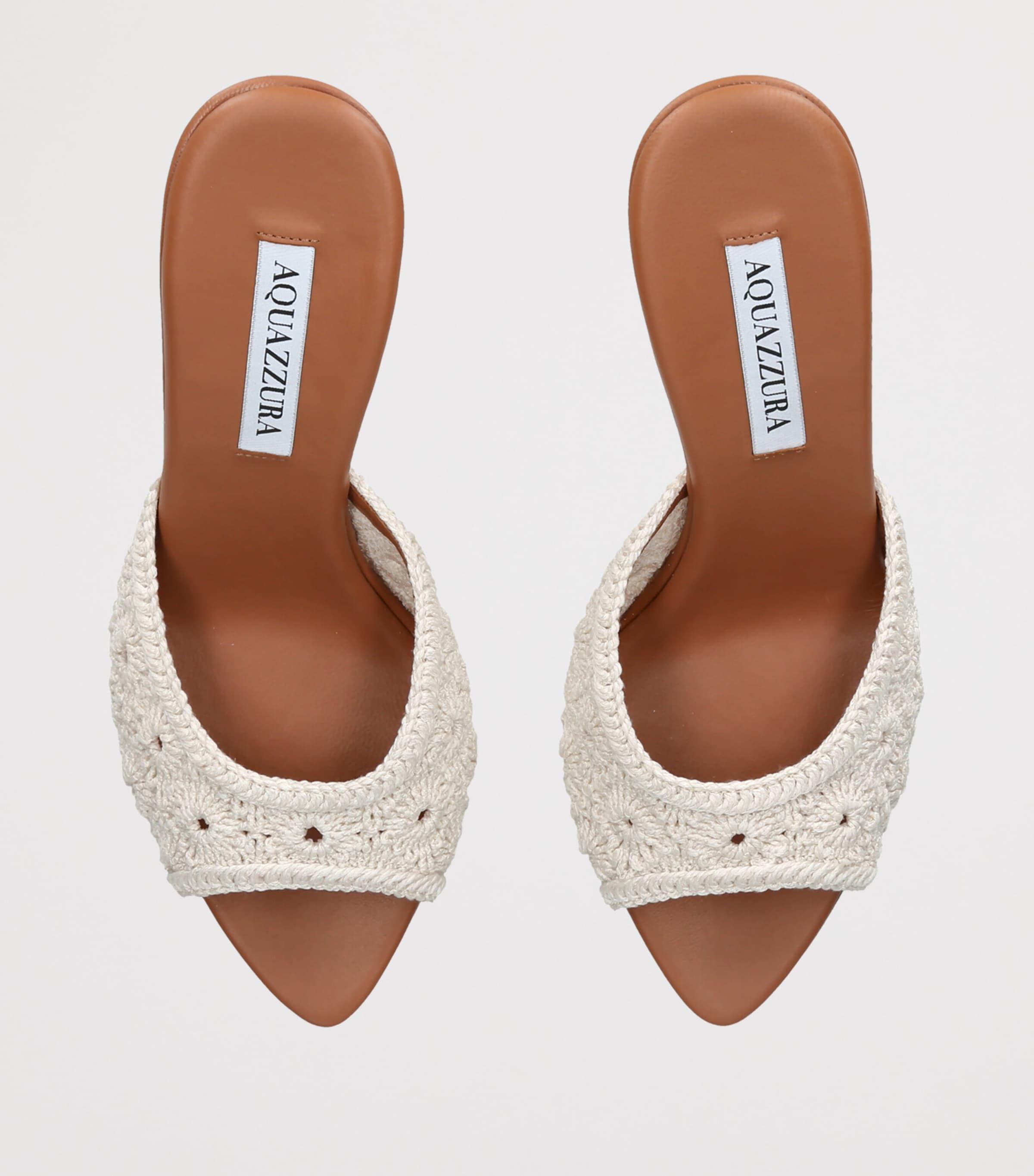 Aquazzura Woven Loom Mules 85 Cream Comb Image 4
