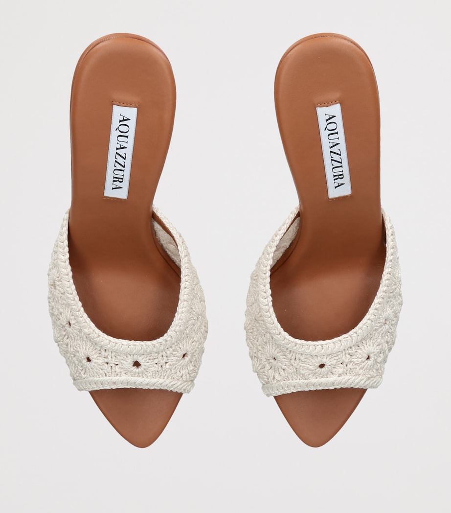 Aquazzura Woven Loom Mules 85 Cream Comb Image 4