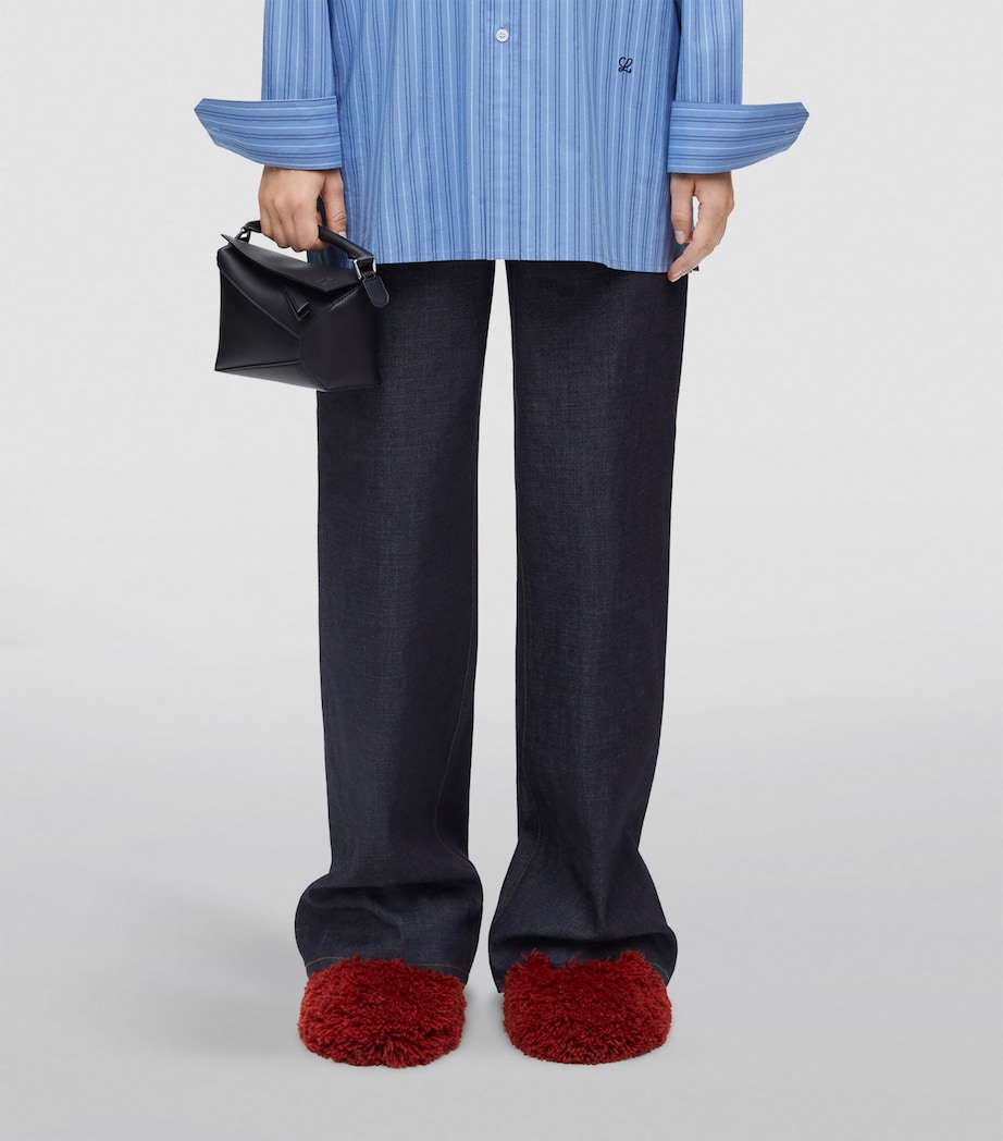 Mini Leather Puzzle Edge Top-Handle Bag BLACK Image 9