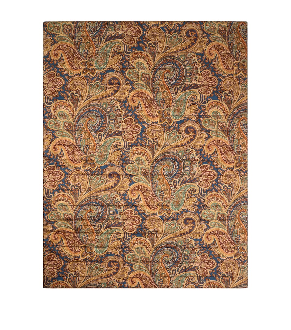Etro Cotton Quilted Giano Throw (180cm x 130cm) Print On Blue Base