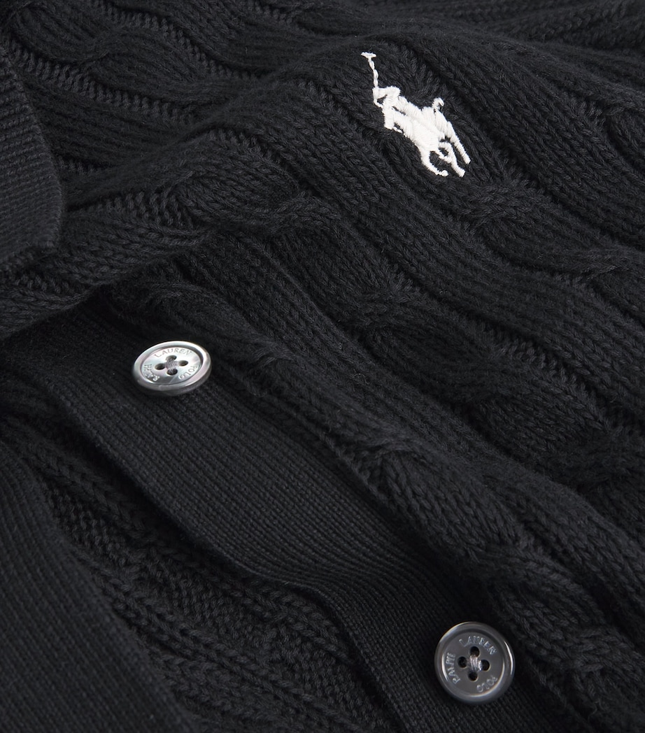 Cotton Polo Pony Cable-Knit Cardigan POLO BLACK Image 5