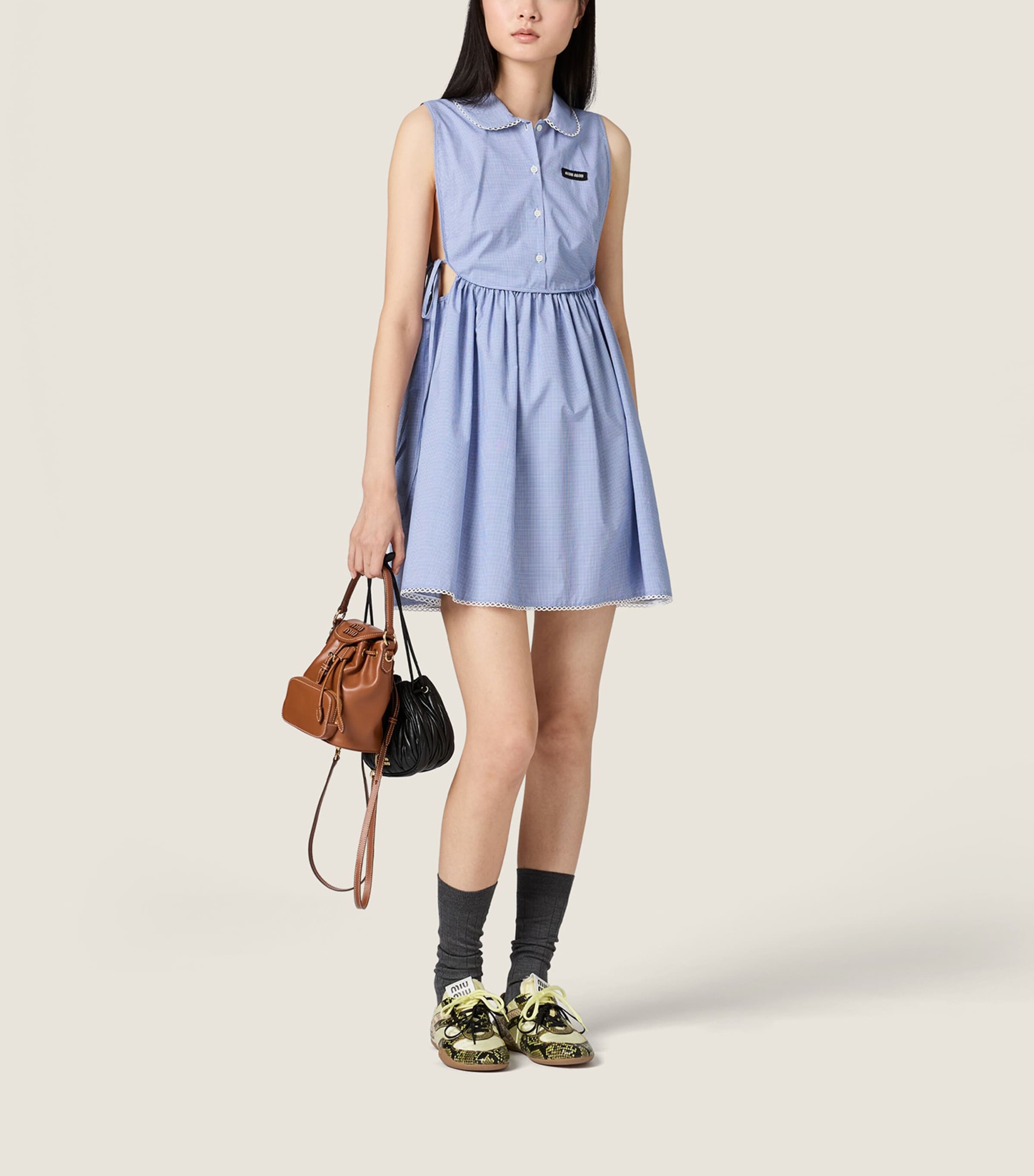 Miu Miu White Gingham Check Mini Dress | Harrods UK