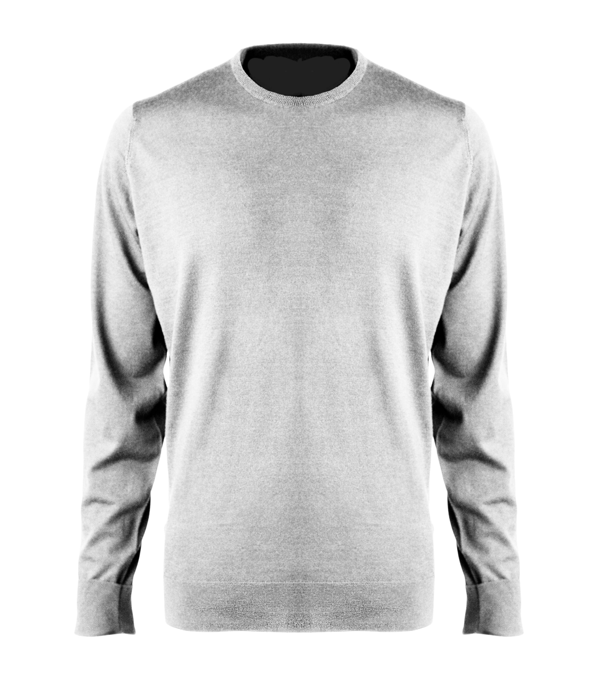 Alan Scott Mens Superfine Merino Wool Crew Neck Sweater Silver Image 1