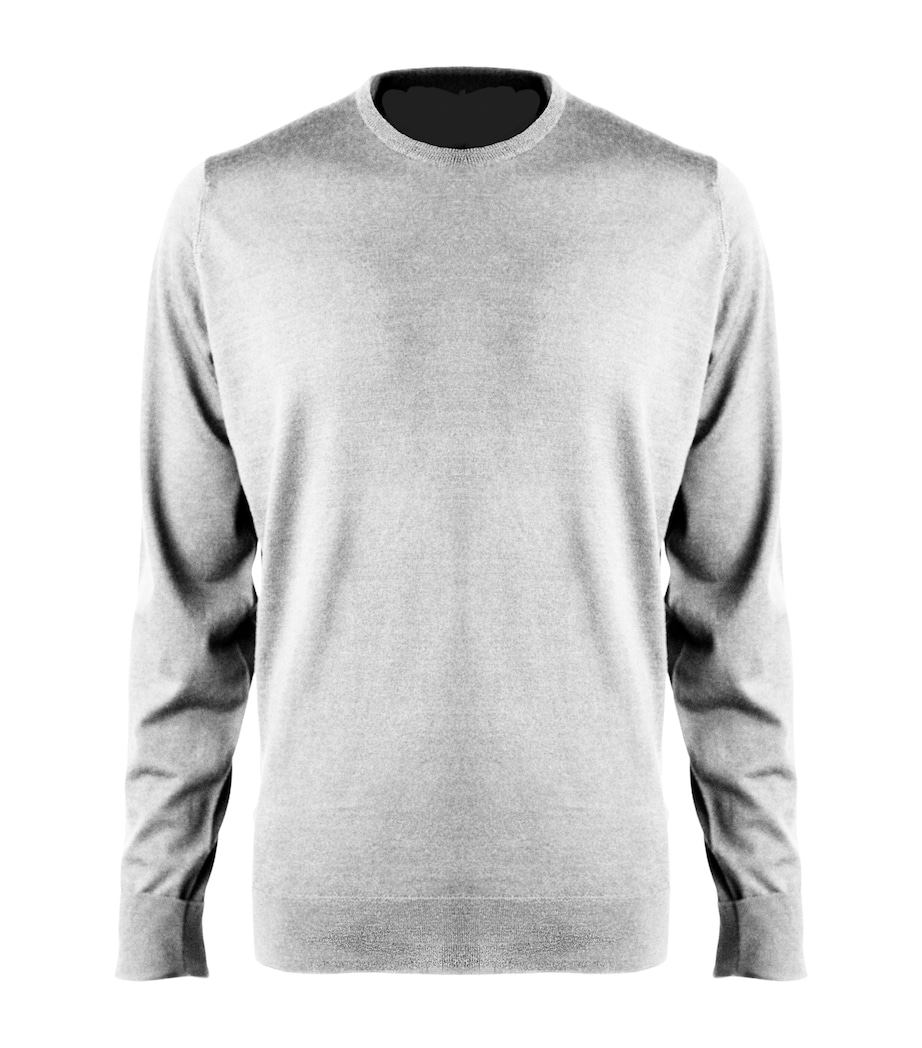 Alan Scott Mens Superfine Merino Wool Crew Neck Sweater Silver Image 1
