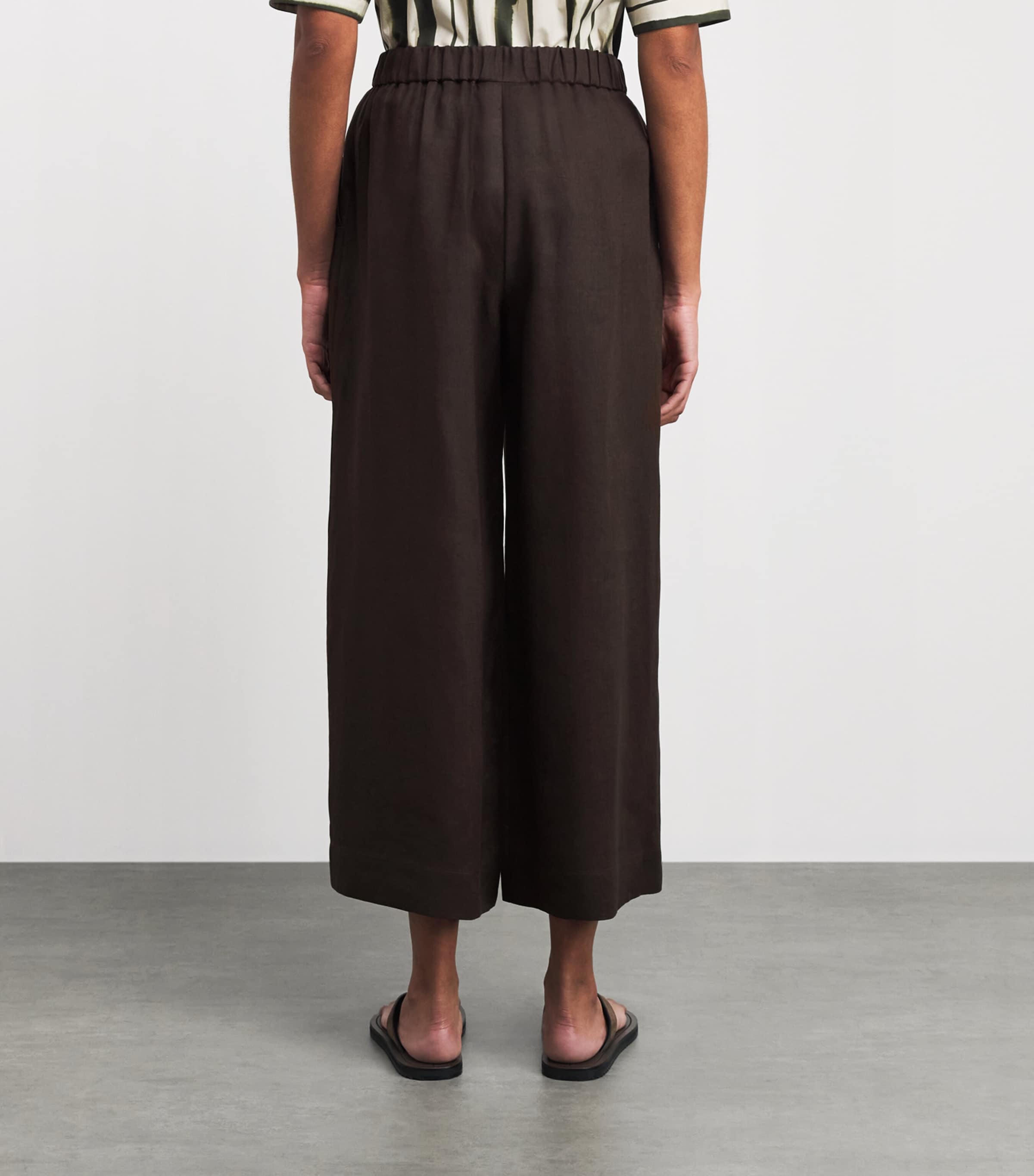 MM Womens Linen Wide-Leg Trousers Dark Bown Image 5