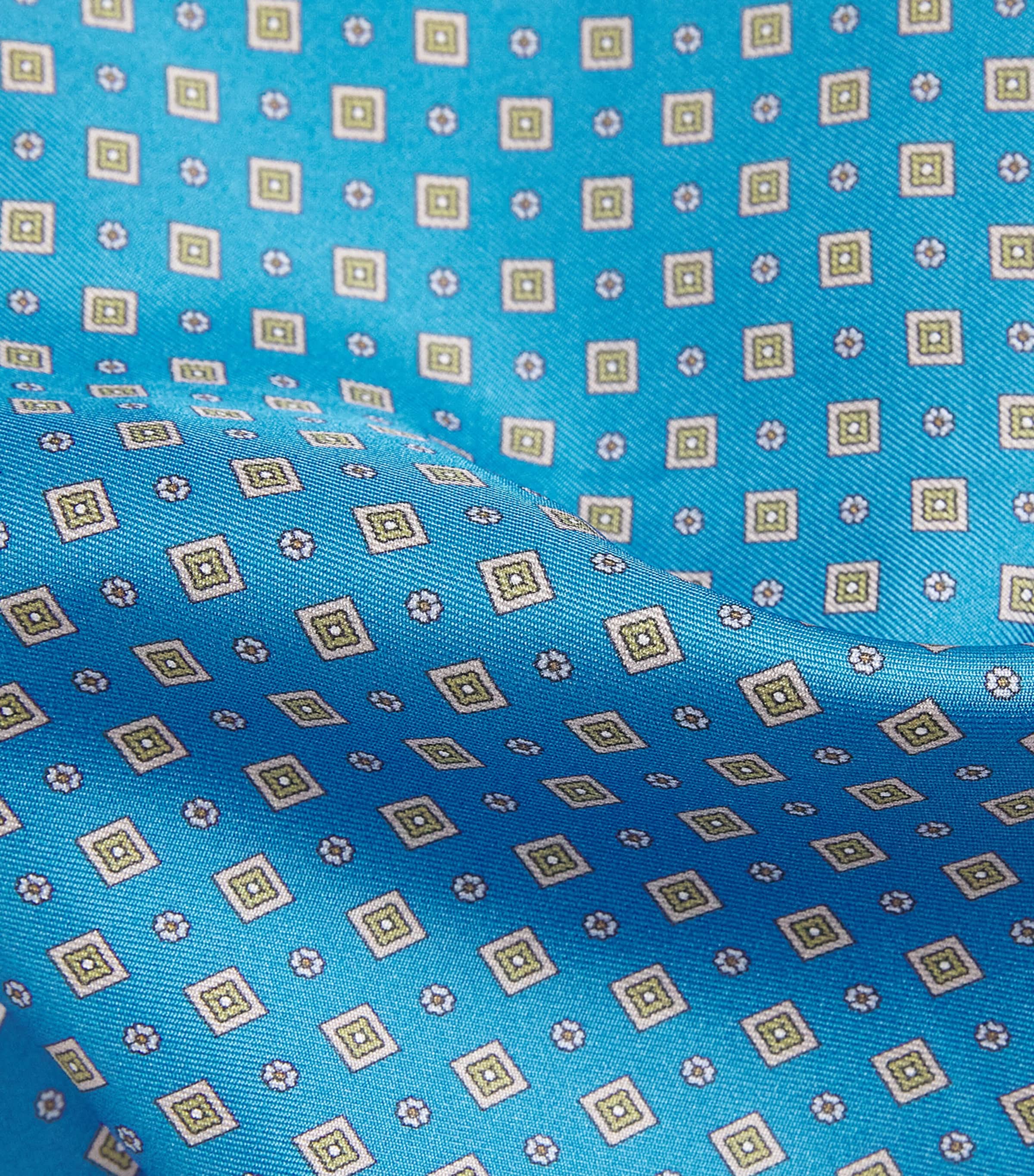 Eton Silk Floral Pocket Square Blue Image 3