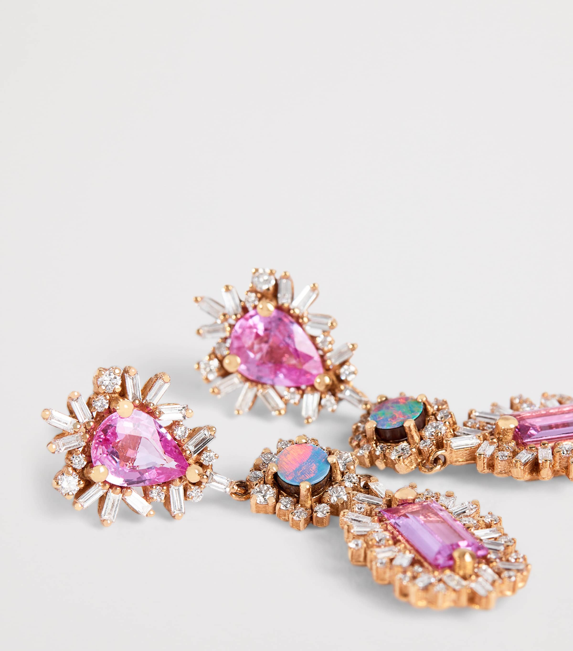 Suzanne Kalan Rose Gold, Diamond, Sapphire and Opal One of a Kind Drop Earrings Rg/p/opal Image 6