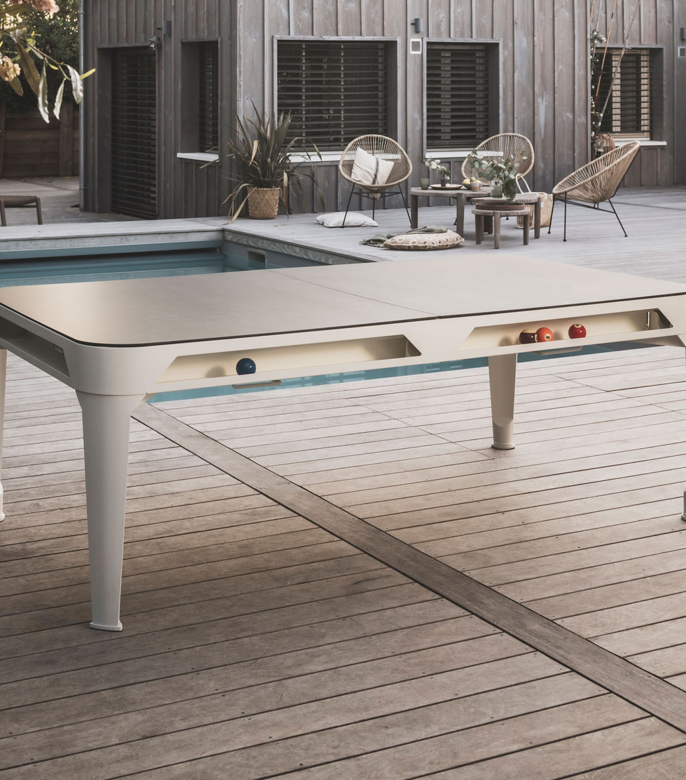 Cornilleau Hyphen Outdoor Pool Table Pol Wht Mot Lght Gry Image 5