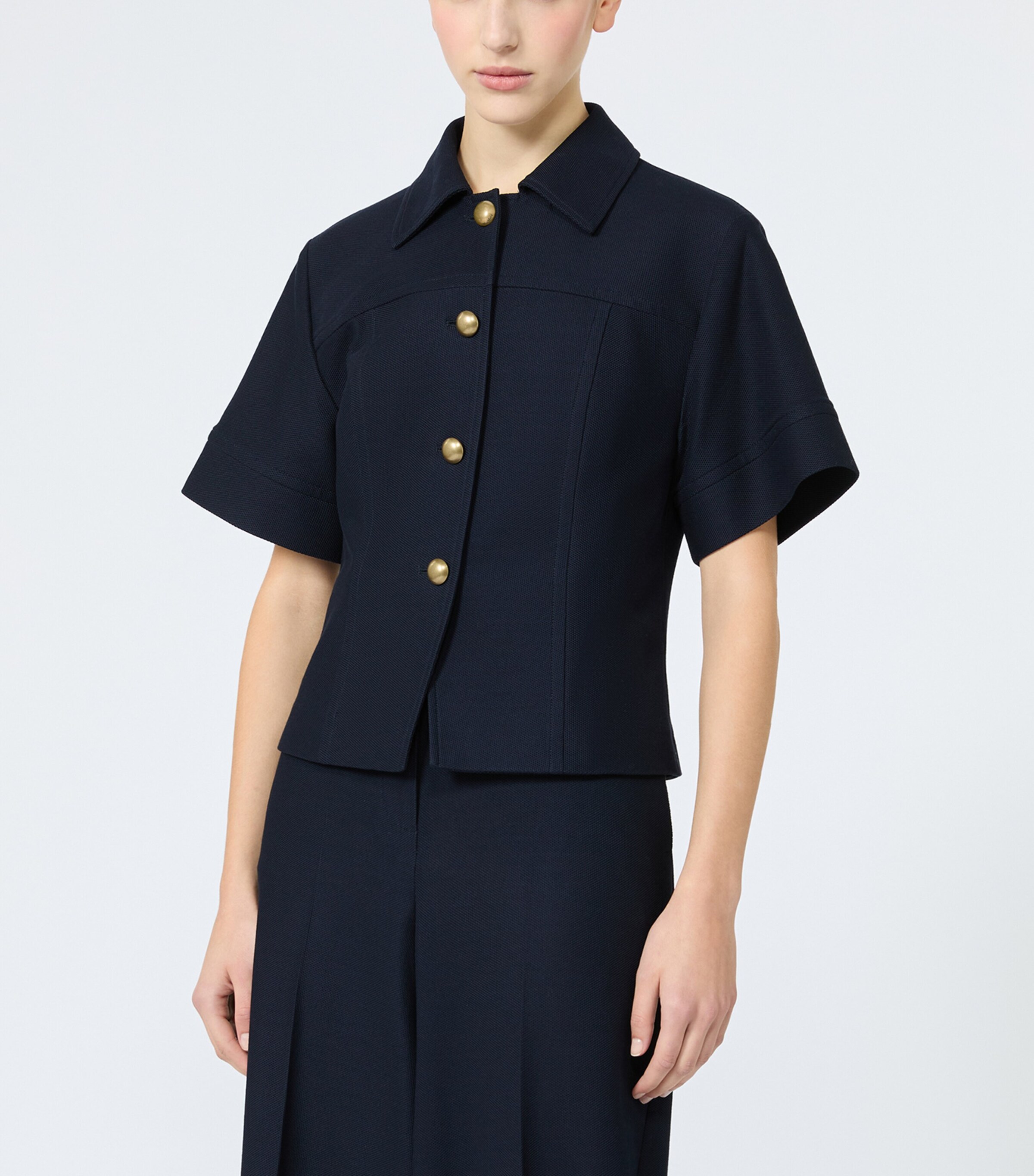 Max Mara Womens Cotton Slim-Fit Jacket Ultramarine Image 3