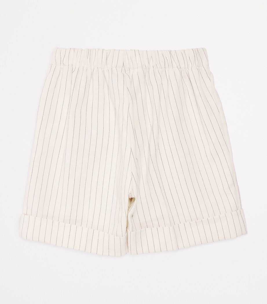 Il Gufo Linen Striped Bermuda Shorts (2-12 Years) Light Beige Image 2