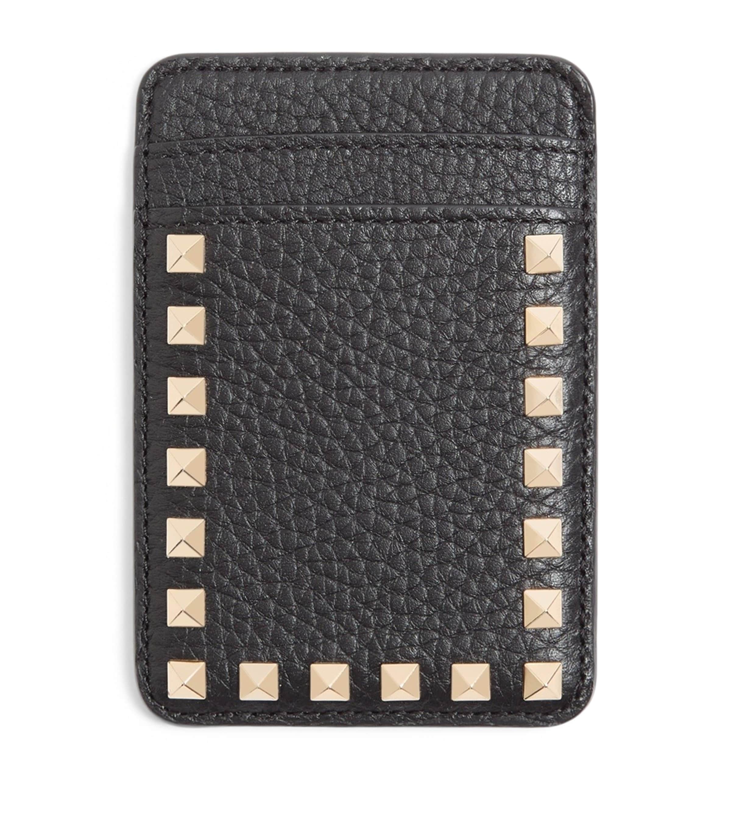 Valentino Garavani Leather Rockstud Magnetic Card Holder Image 1