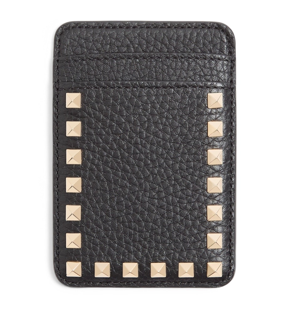 Valentino Garavani Leather Rockstud Magnetic Card Holder Image 1