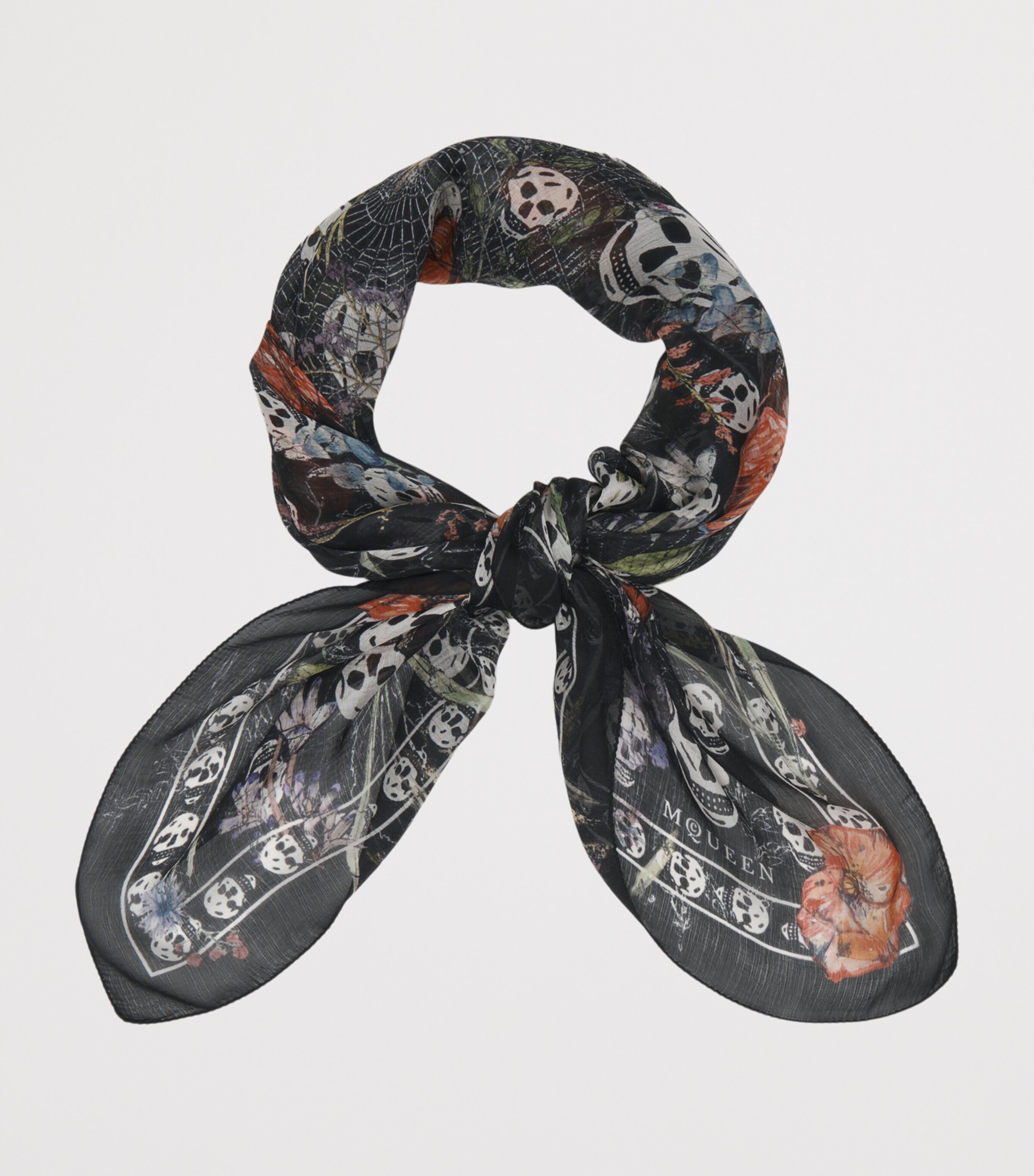 McQueen Silk Spider Floral Scarf Image 3