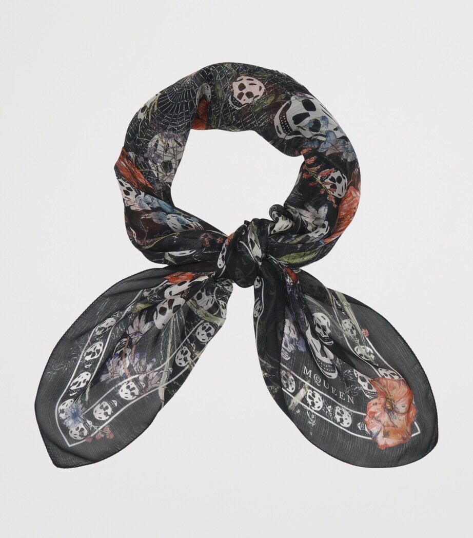 McQueen Silk Spider Floral Scarf Image 3