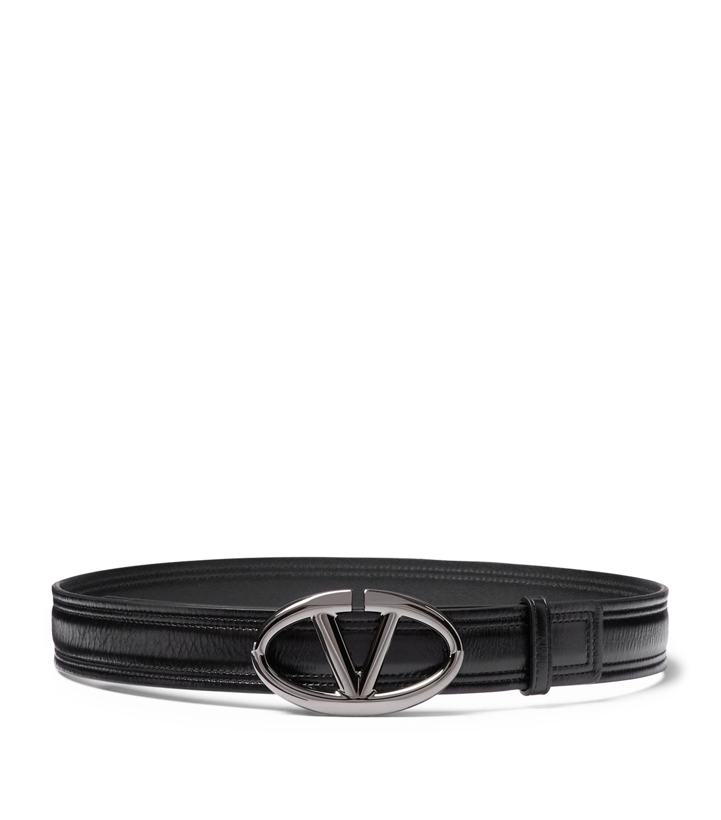 Valentino Garavani Leather The Bold Edition Vlogo Belt In Black