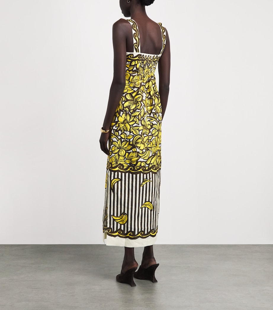 ALEMAIS Womens Hemp Printed Mona Midi Dress Yellow Image 4