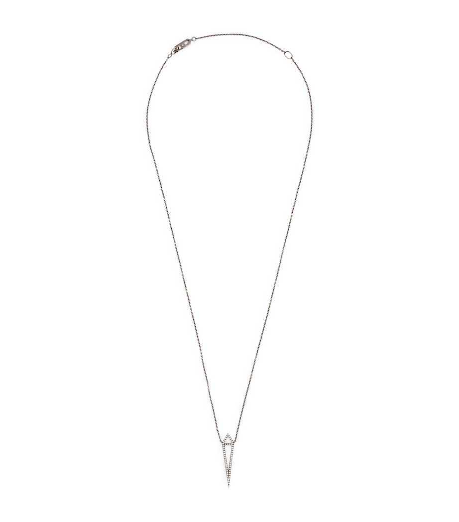 Blackened White Gold and Diamond Dagger Necklace BLACK GOLD Image 1